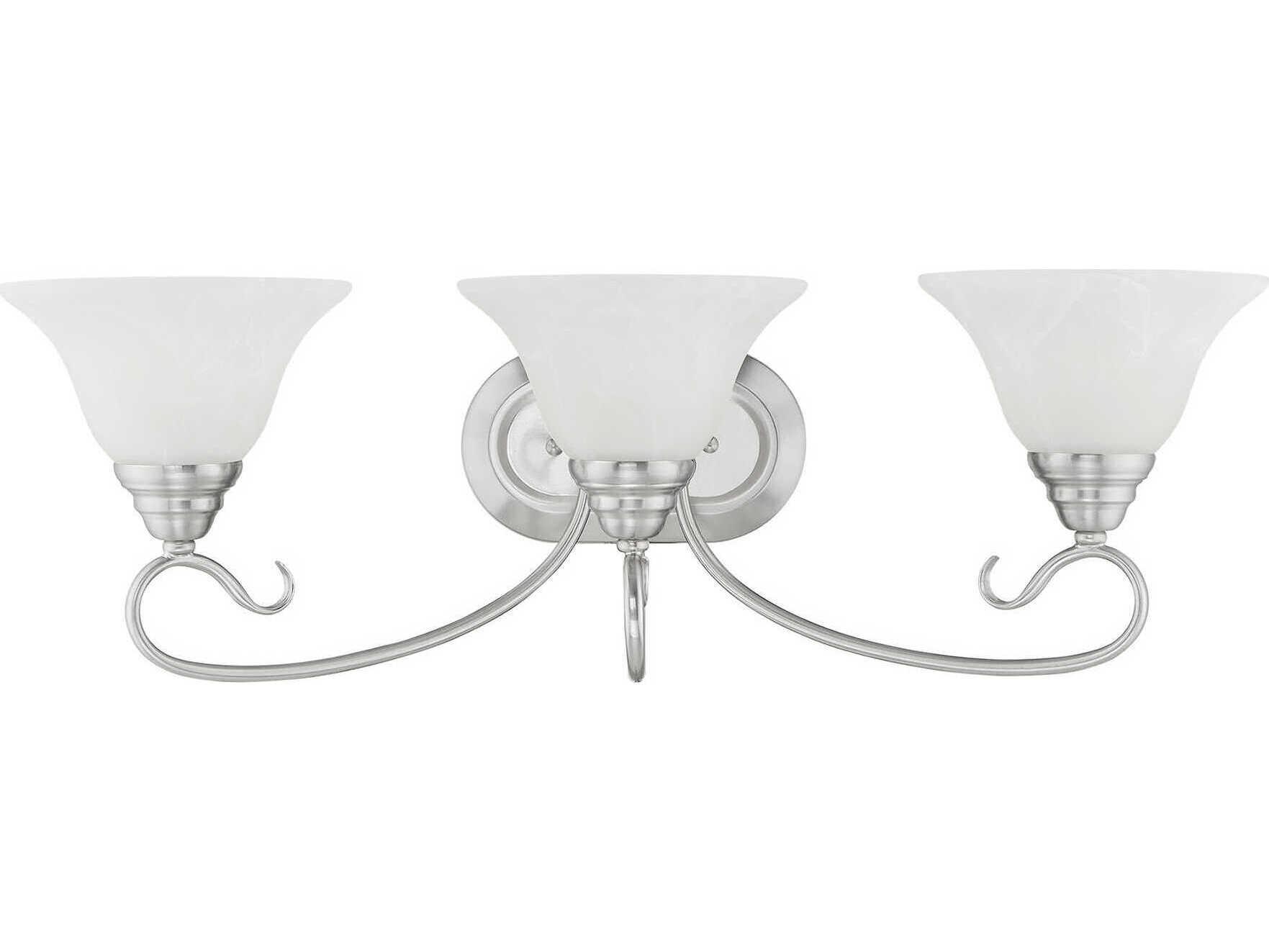 Livex Lighting Coronado 3-Light Brushed Nickel White Glass Vanity Light