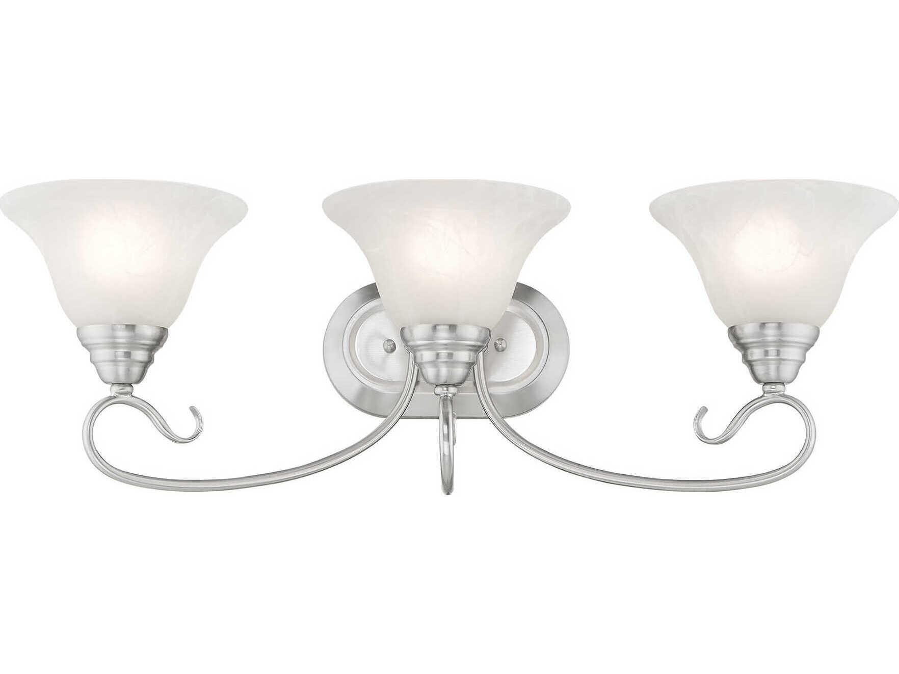 Livex Lighting Coronado 3-Light Brushed Nickel White Glass Vanity Light
