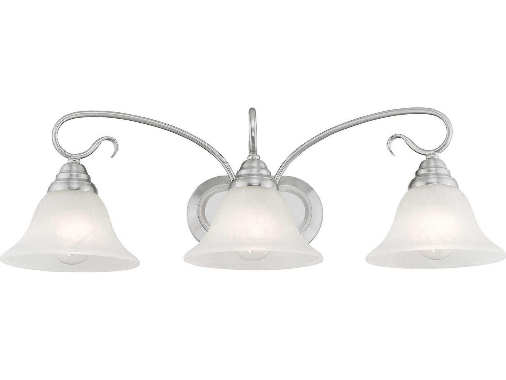 Livex Lighting Coronado 3-Light Brushed Nickel White Glass Vanity Light