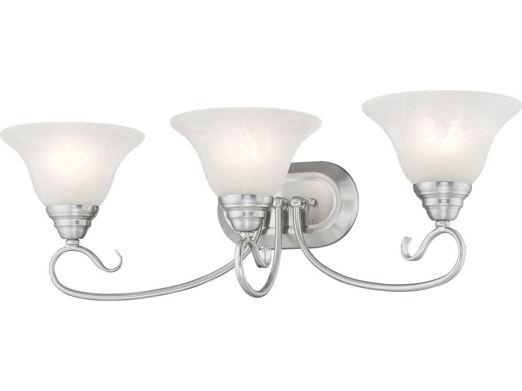 Livex Lighting Coronado 3-Light Brushed Nickel White Glass Vanity Light