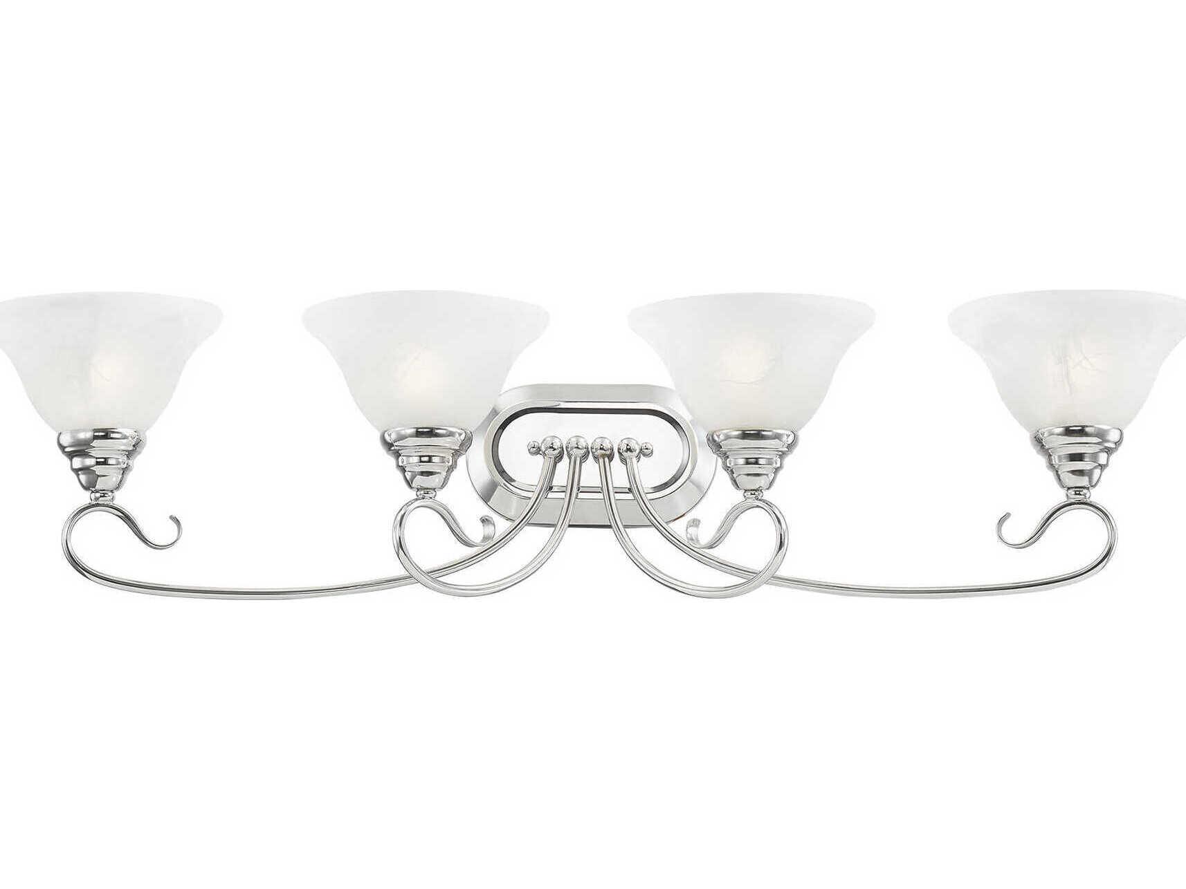 Livex Lighting Coronado 4-Light Polished Chrome White Glass Vanity Light