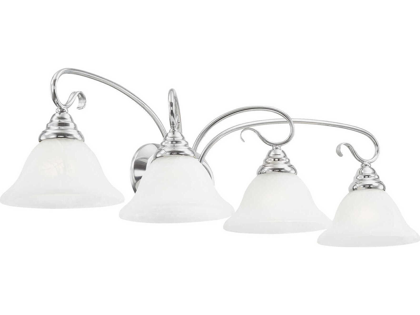 Livex Lighting Coronado 4-Light Polished Chrome White Glass Vanity Light