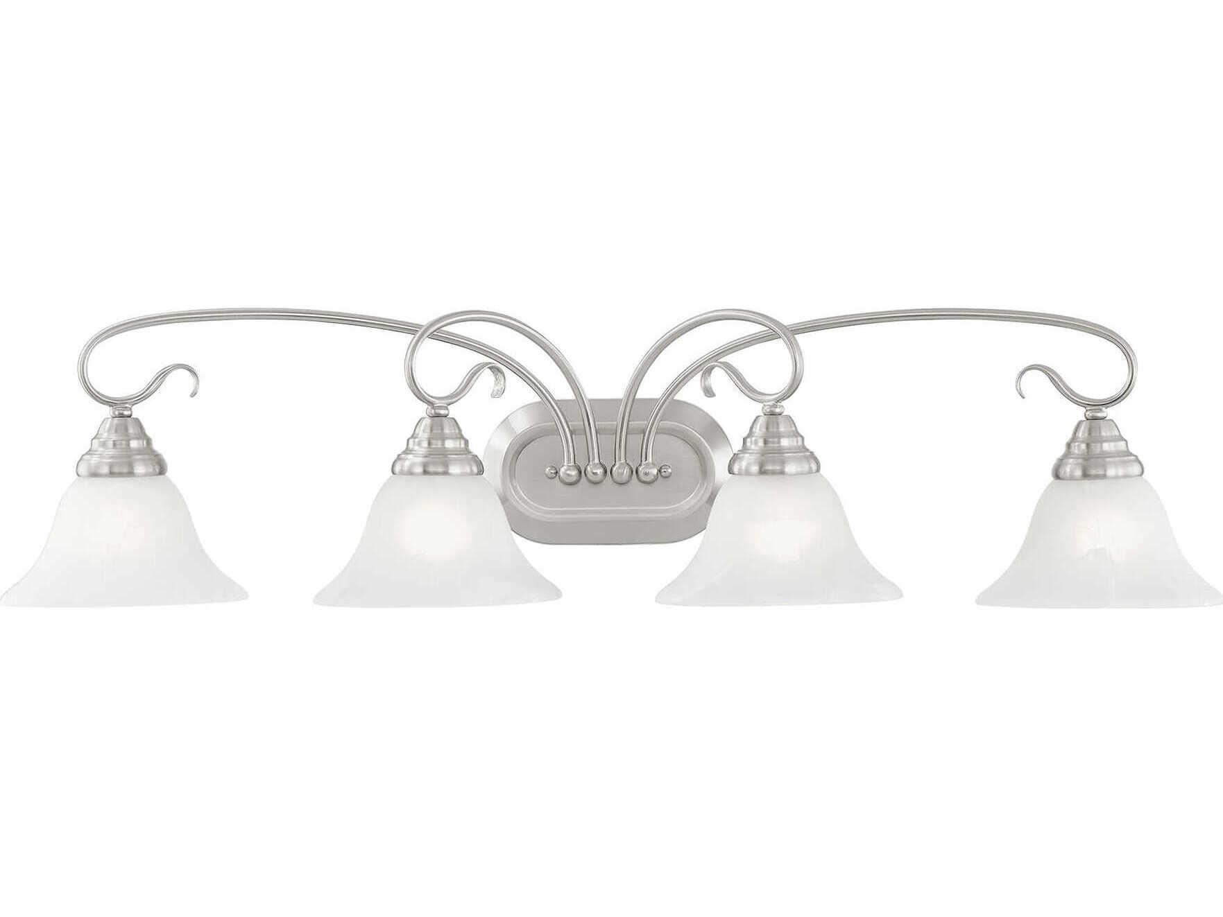 Livex Lighting Coronado 4-Light Brushed Nickel White Glass Vanity Light