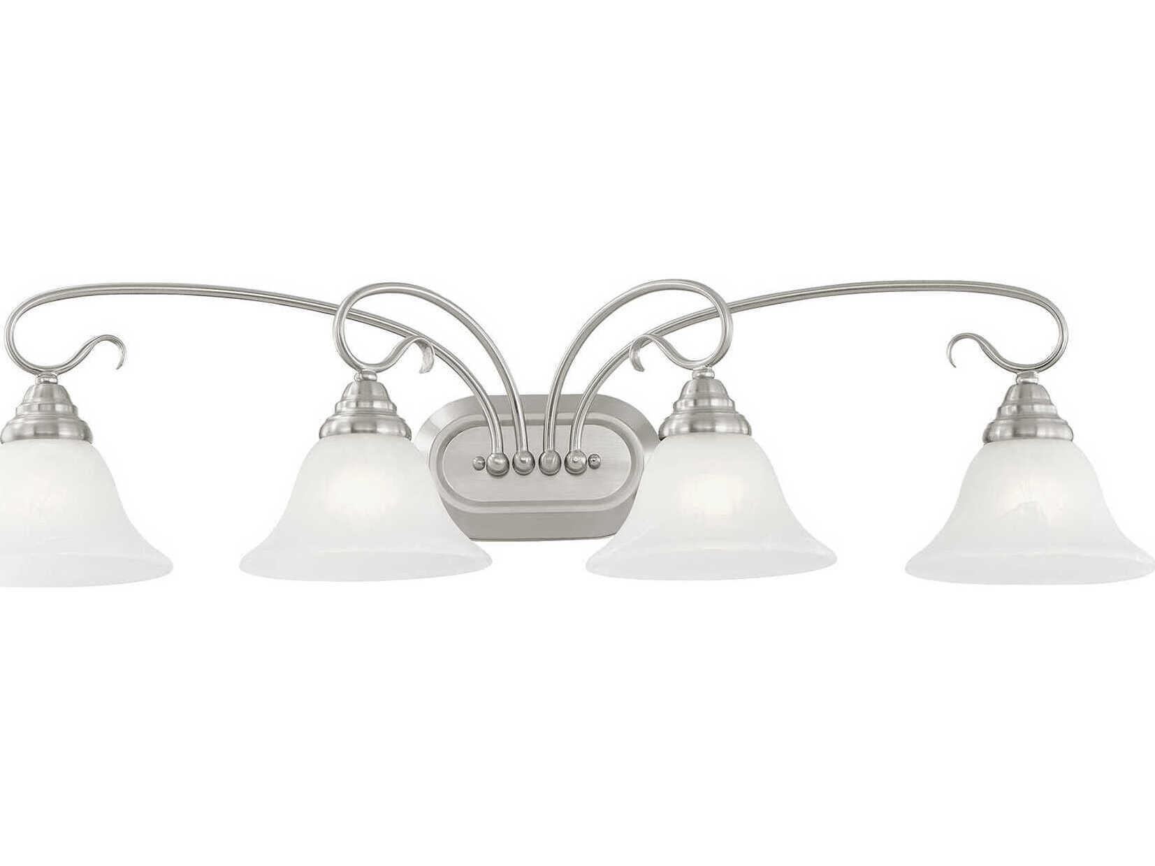 Livex Lighting Coronado 4-Light Brushed Nickel White Glass Vanity Light