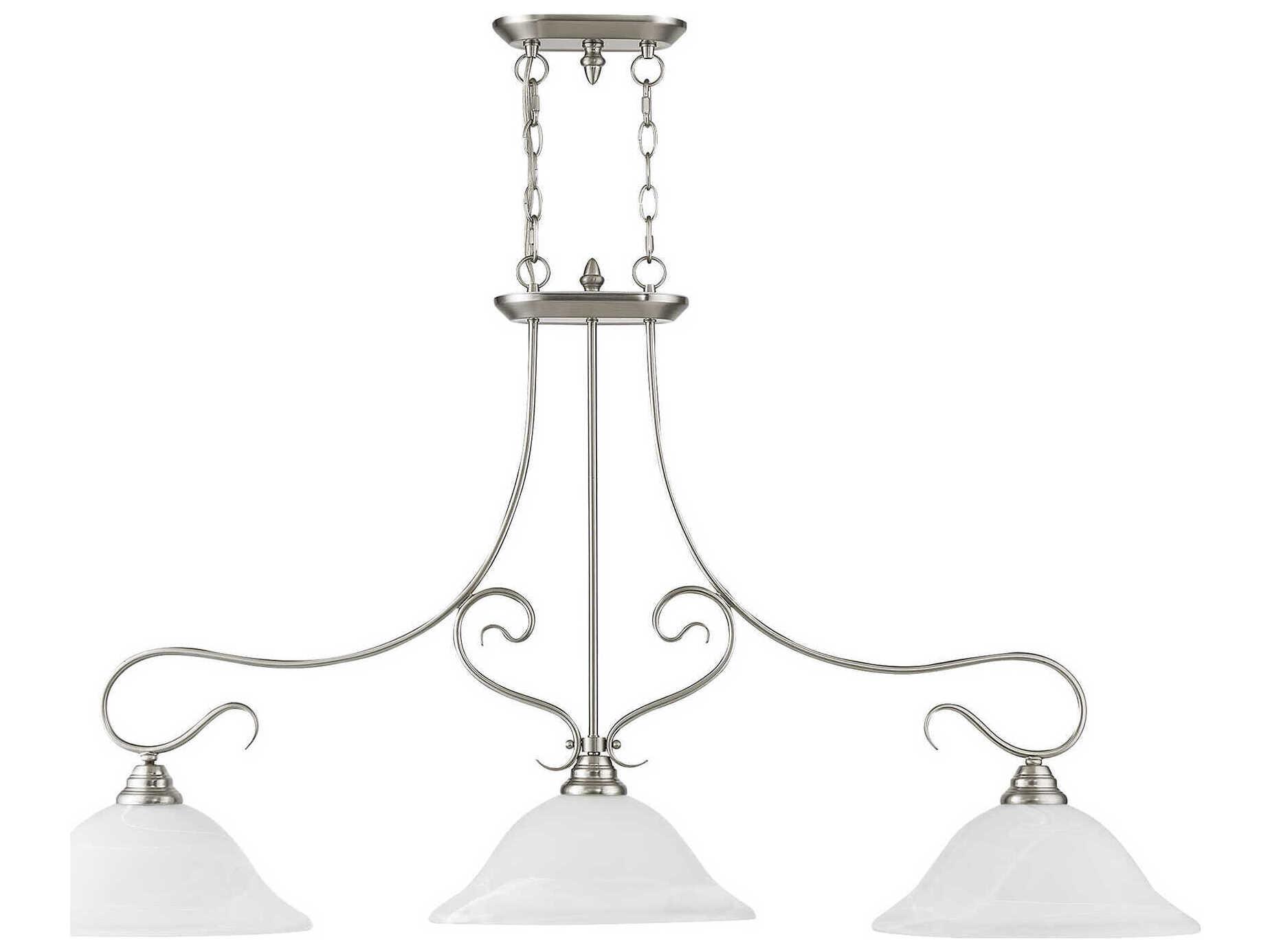 Livex Lighting Coronado 3-Light Brushed Nickel White Glass Bell Island Pendant