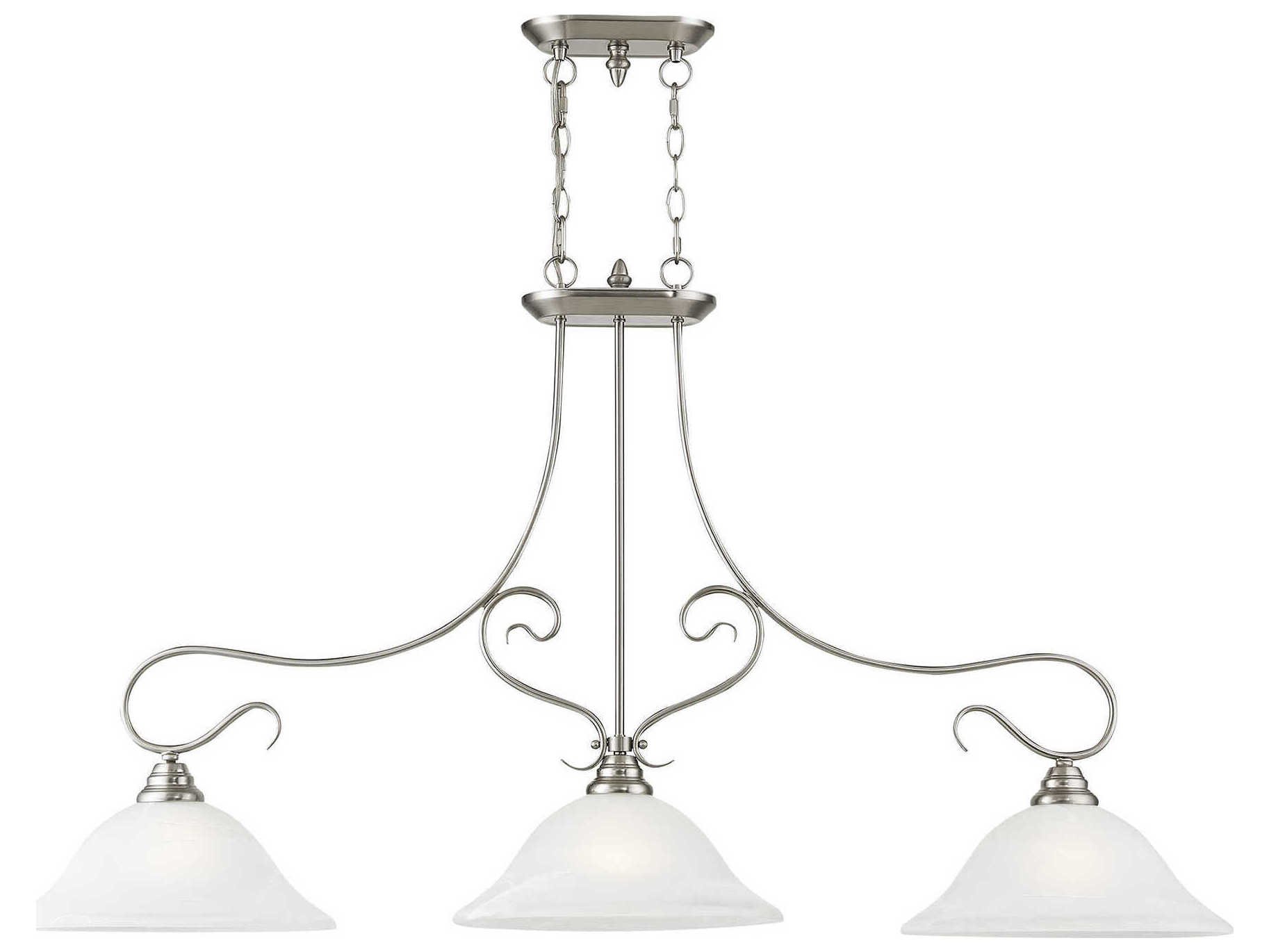 Livex Lighting Coronado 3-Light Brushed Nickel White Glass Bell Island Pendant