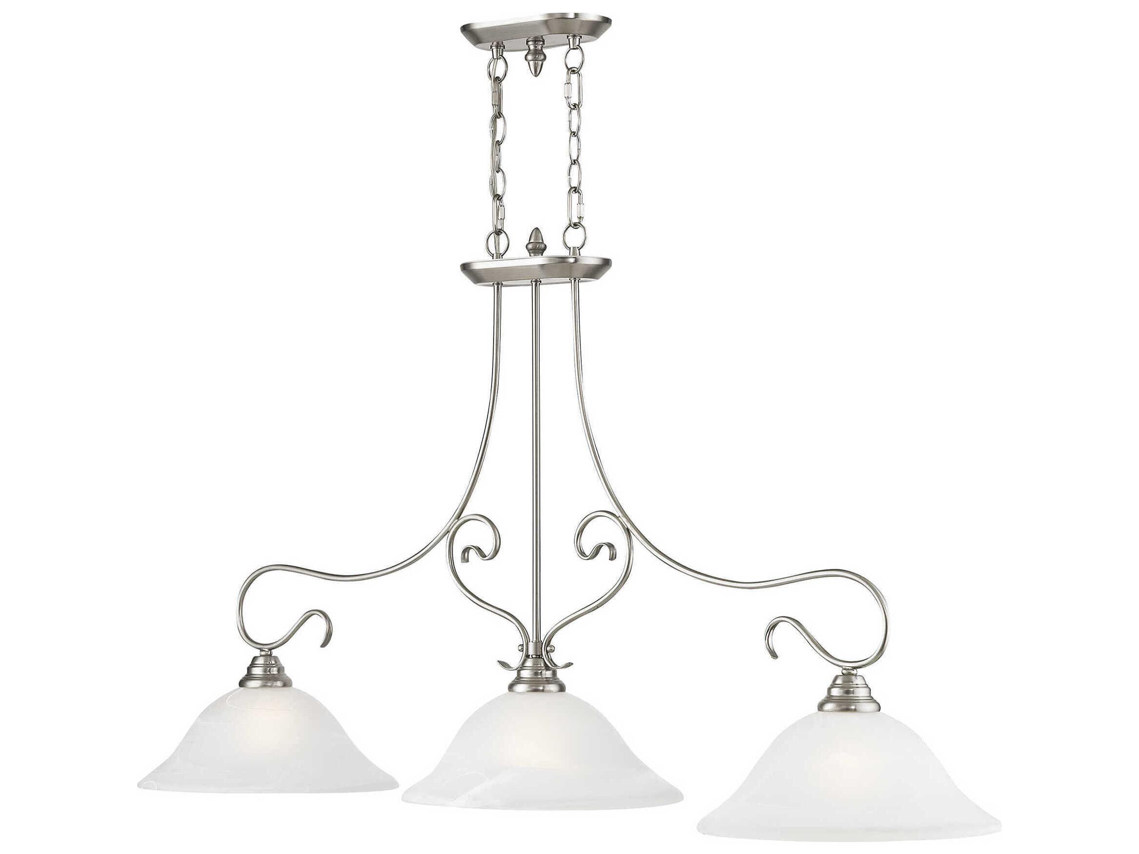 Livex Lighting Coronado 3-Light Brushed Nickel White Glass Bell Island Pendant