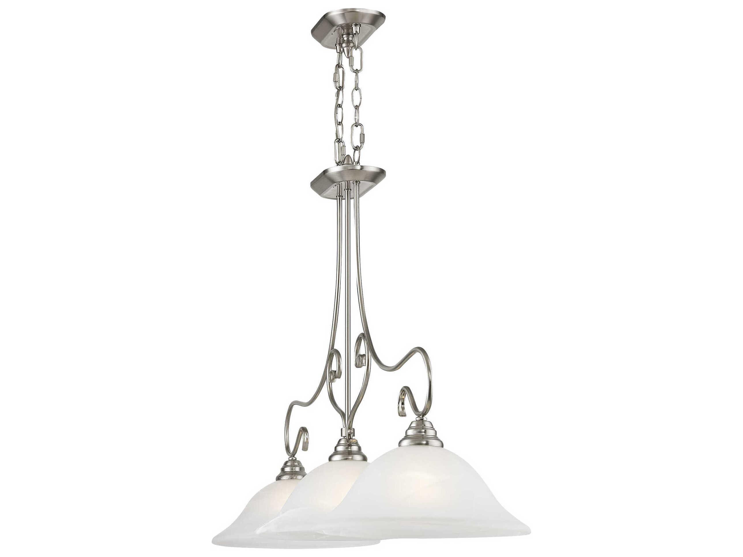 Livex Lighting Coronado 3-Light Brushed Nickel White Glass Bell Island Pendant