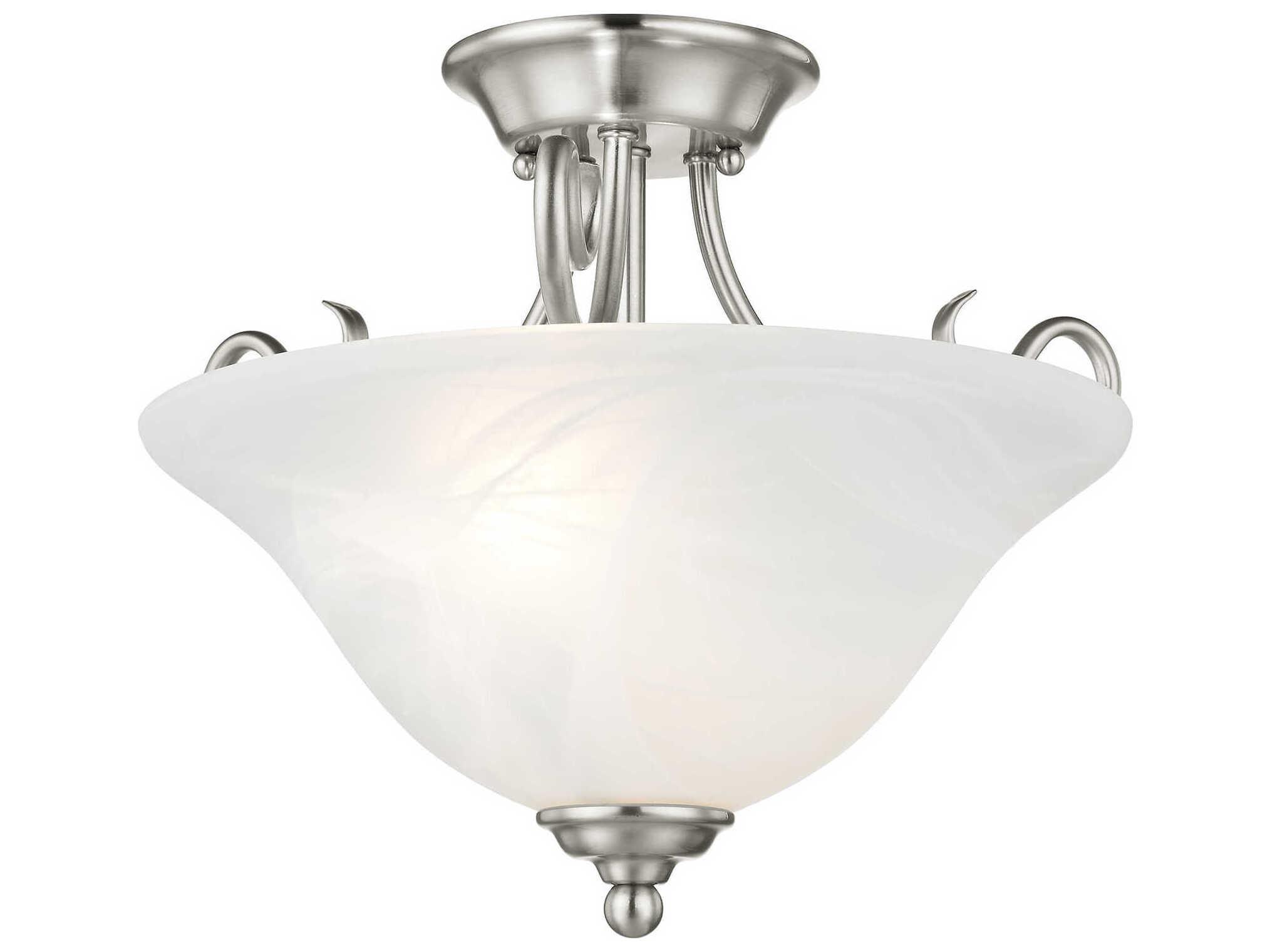 Livex Lighting Coronado 2-Light Brushed Nickel Glass Bell Semi Flush Mount
