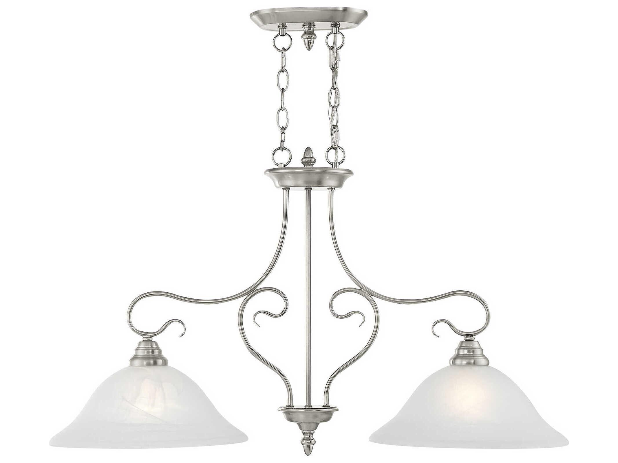 Livex Lighting Coronado 2-Light Brushed Nickel White Glass Bell Island Pendant