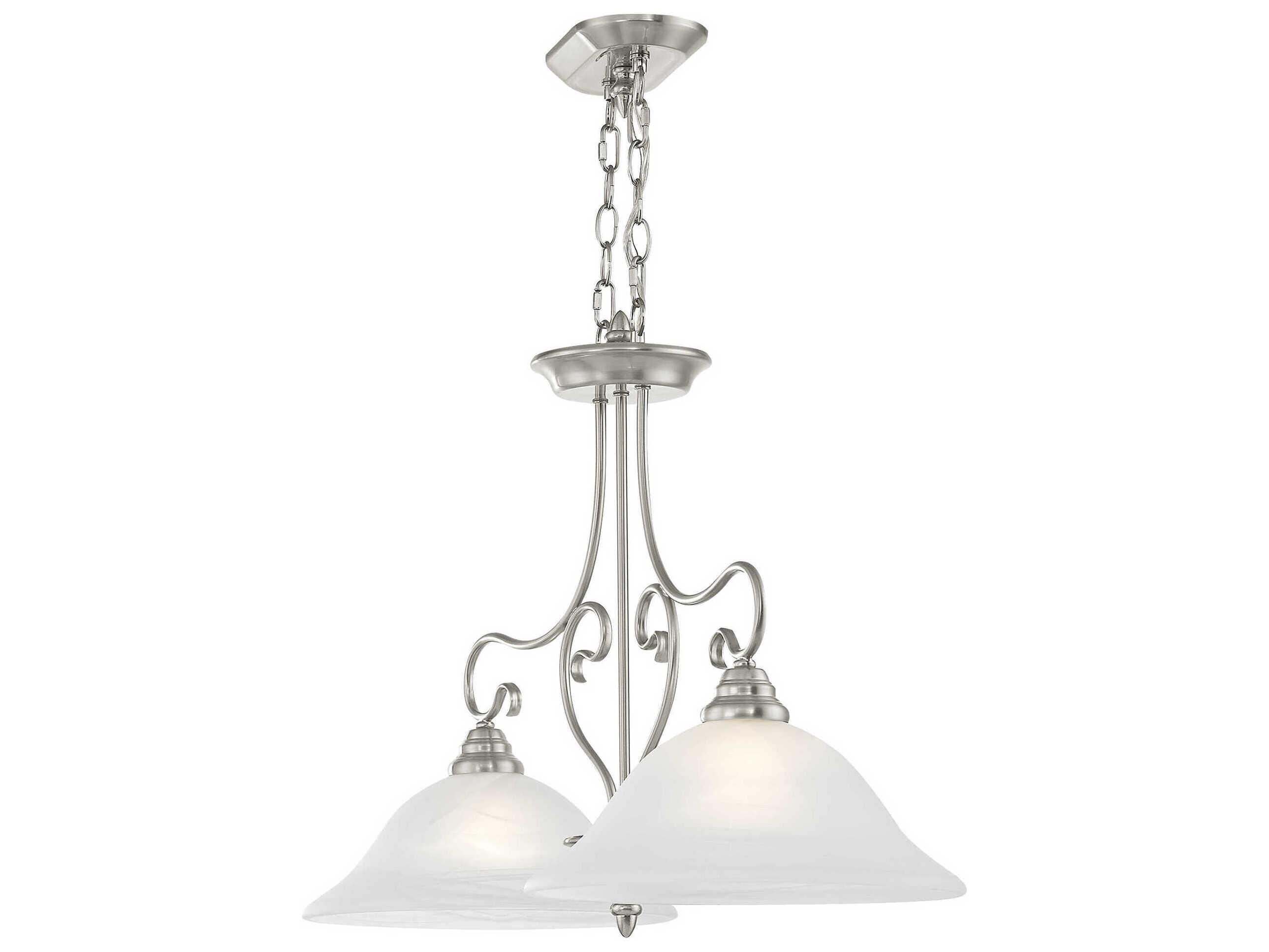 Livex Lighting Coronado 2-Light Brushed Nickel White Glass Bell Island Pendant
