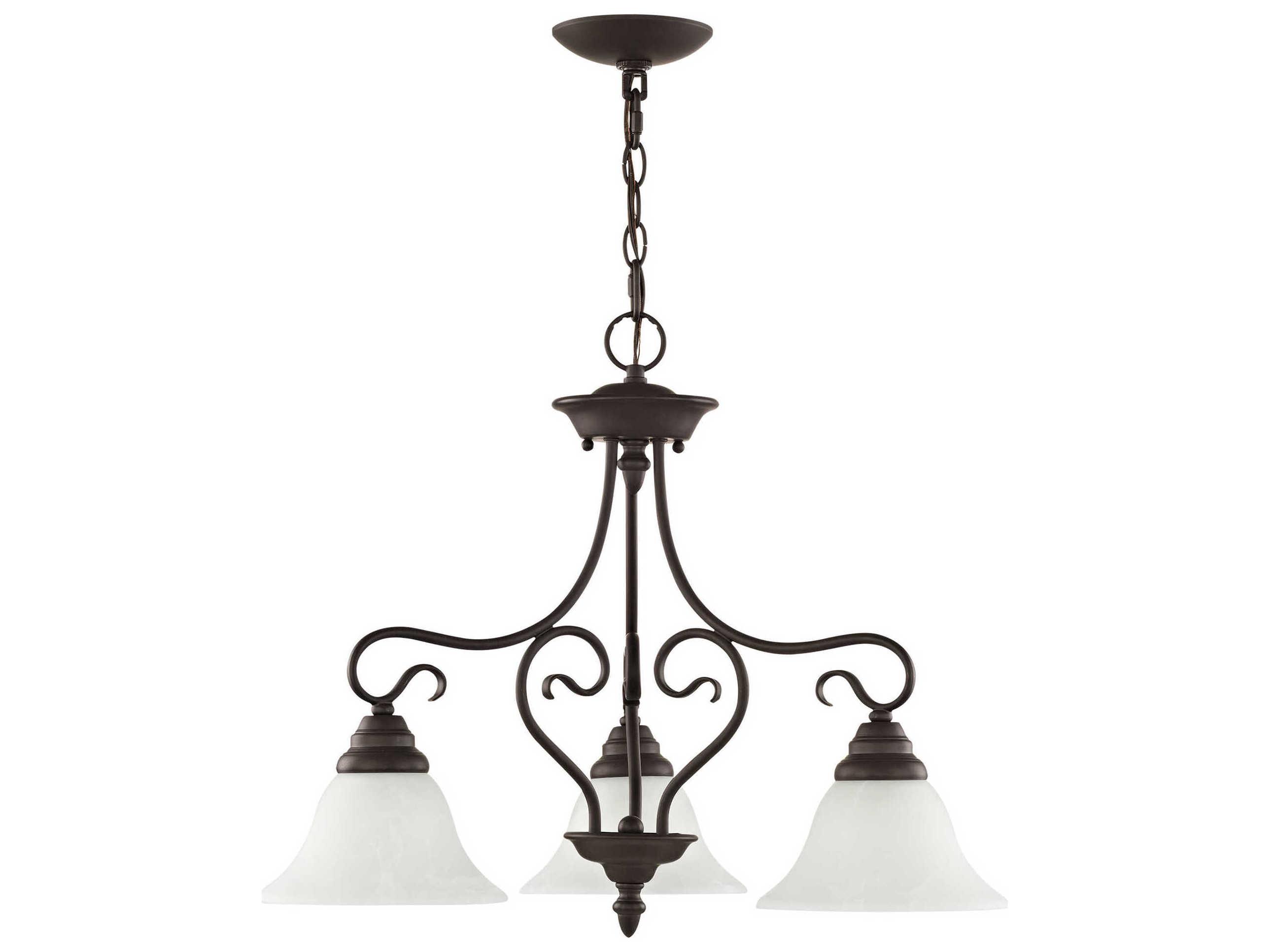 Livex Lighting Coronado 3-Light Bronze White Glass Bell Chandelier