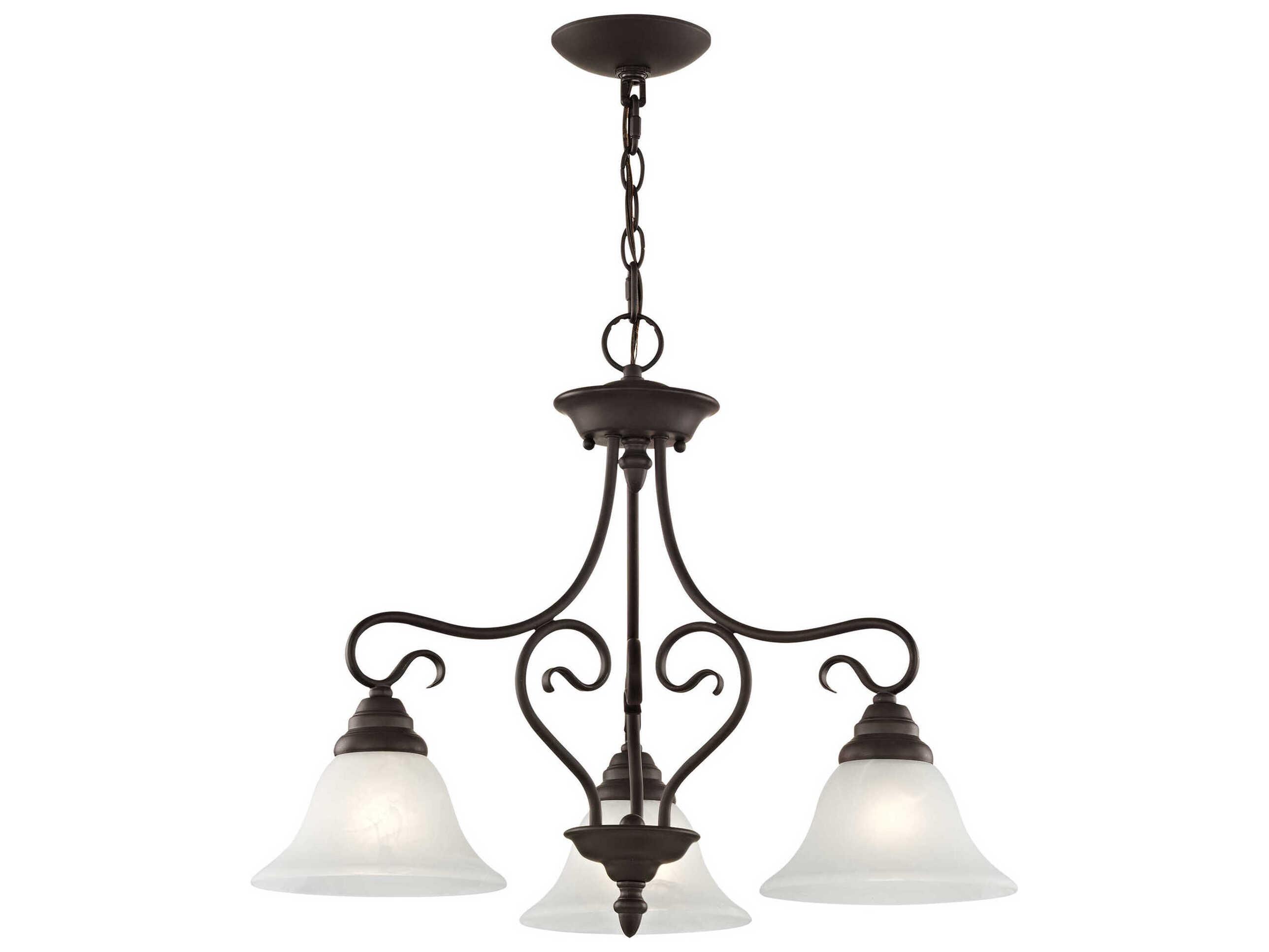Livex Lighting Coronado 3-Light Bronze White Glass Bell Chandelier