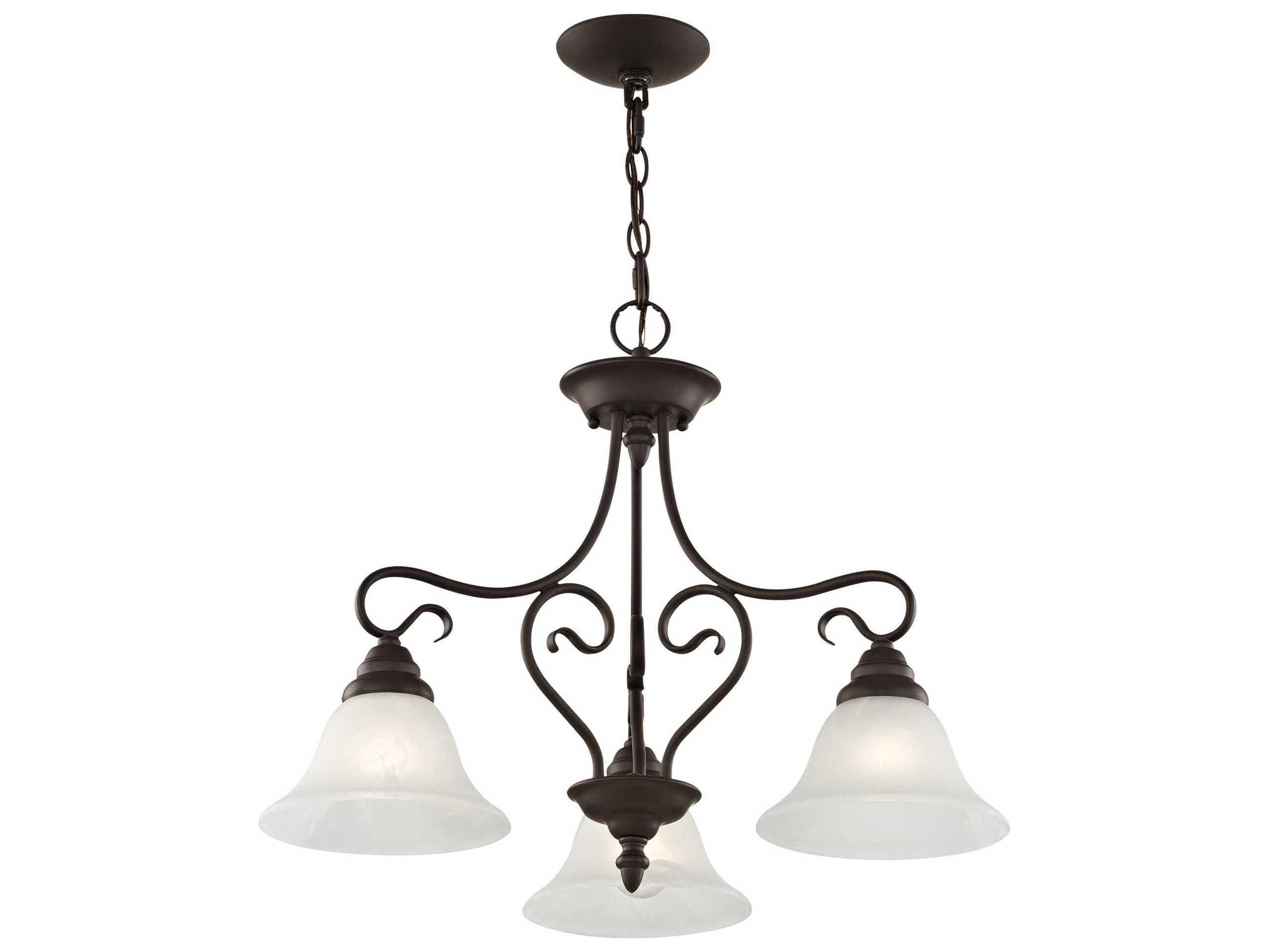 Livex Lighting Coronado 3-Light Bronze White Glass Bell Chandelier