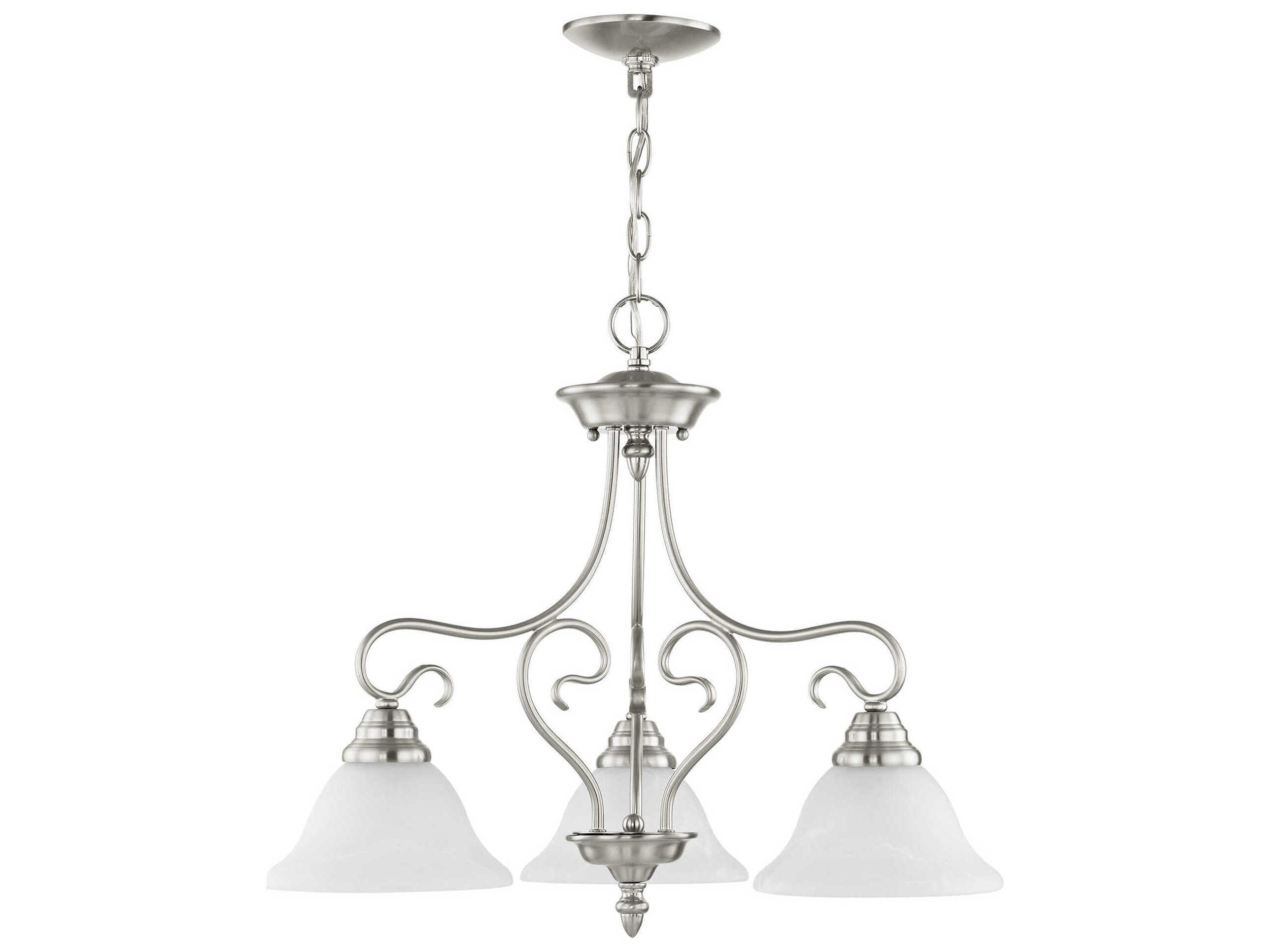 Livex Lighting Coronado 3-Light Brushed Nickel White Glass Bell Chandelier