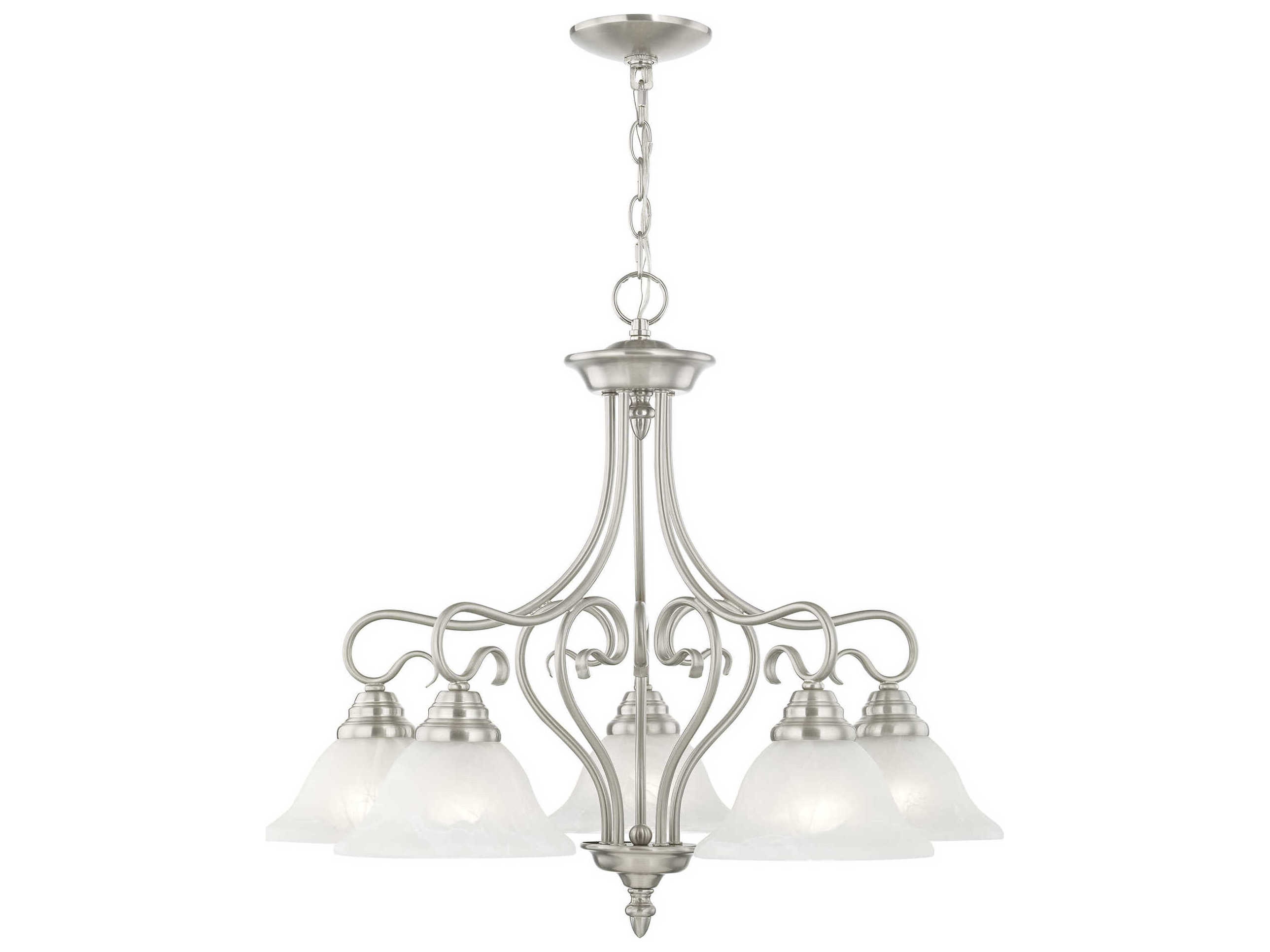 Livex Lighting Coronado 5-Light Brushed Nickel White Glass Bell Chandelier