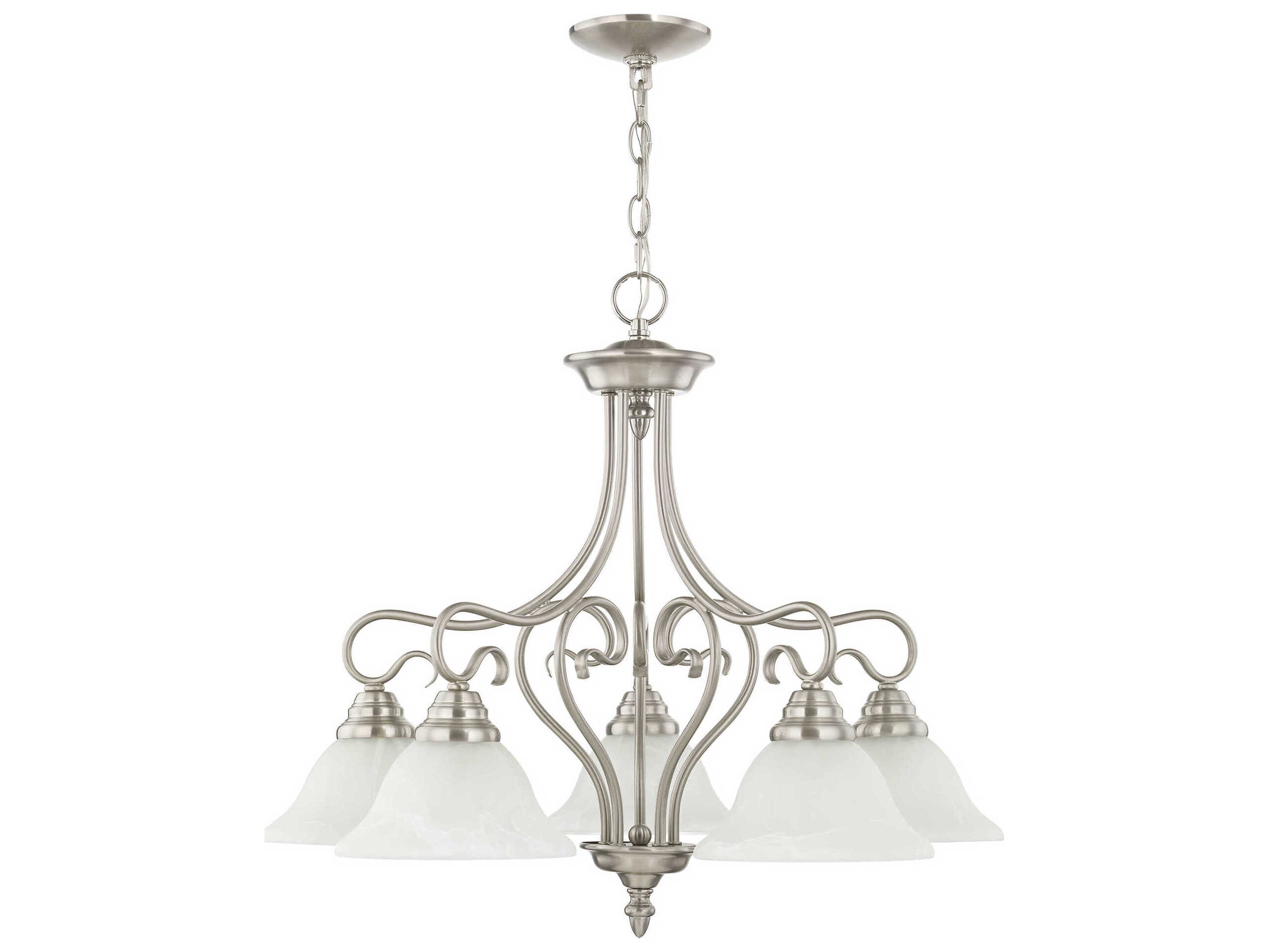 Livex Lighting Coronado 5-Light Brushed Nickel White Glass Bell Chandelier