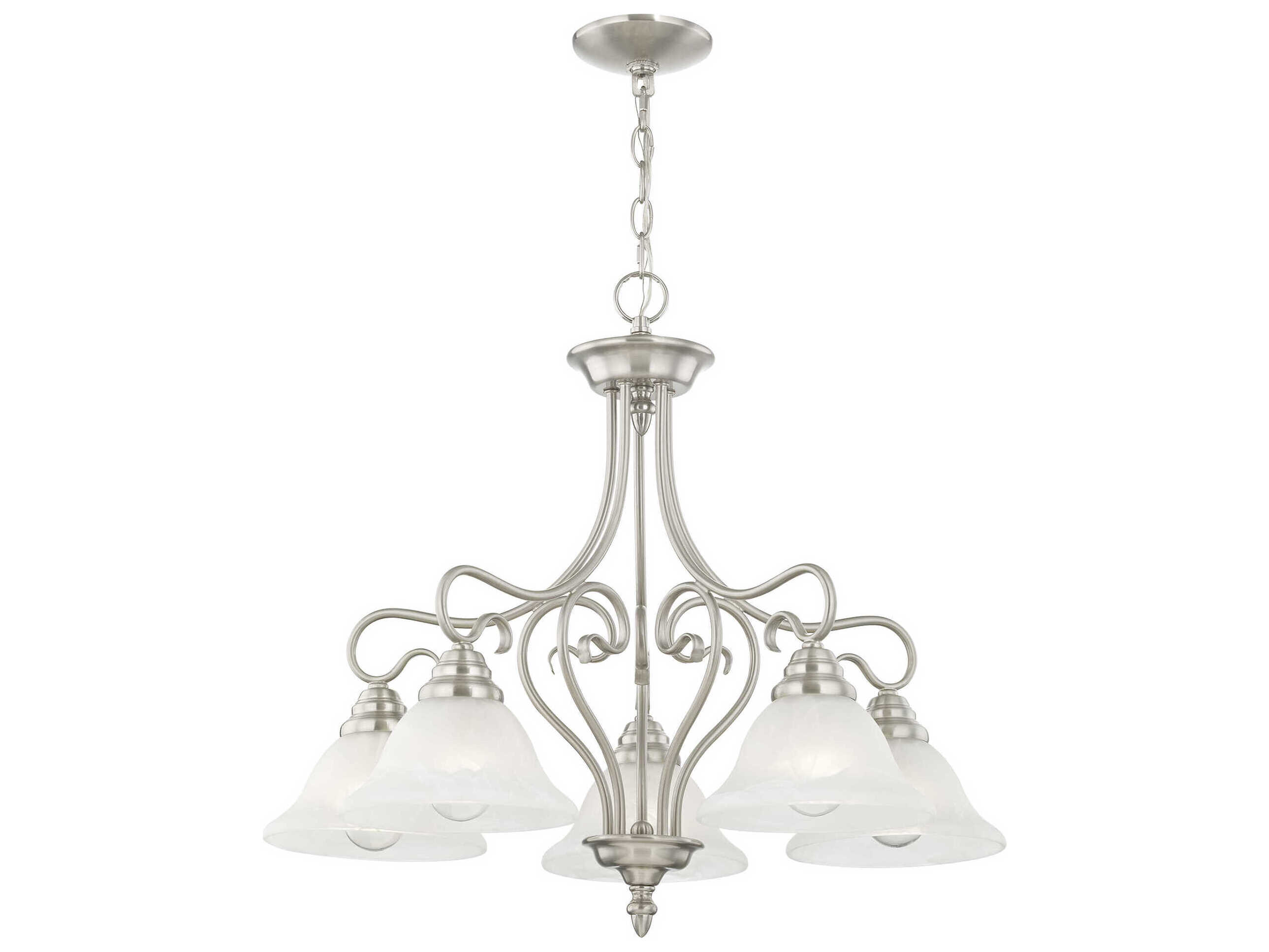 Livex Lighting Coronado 5-Light Brushed Nickel White Glass Bell Chandelier