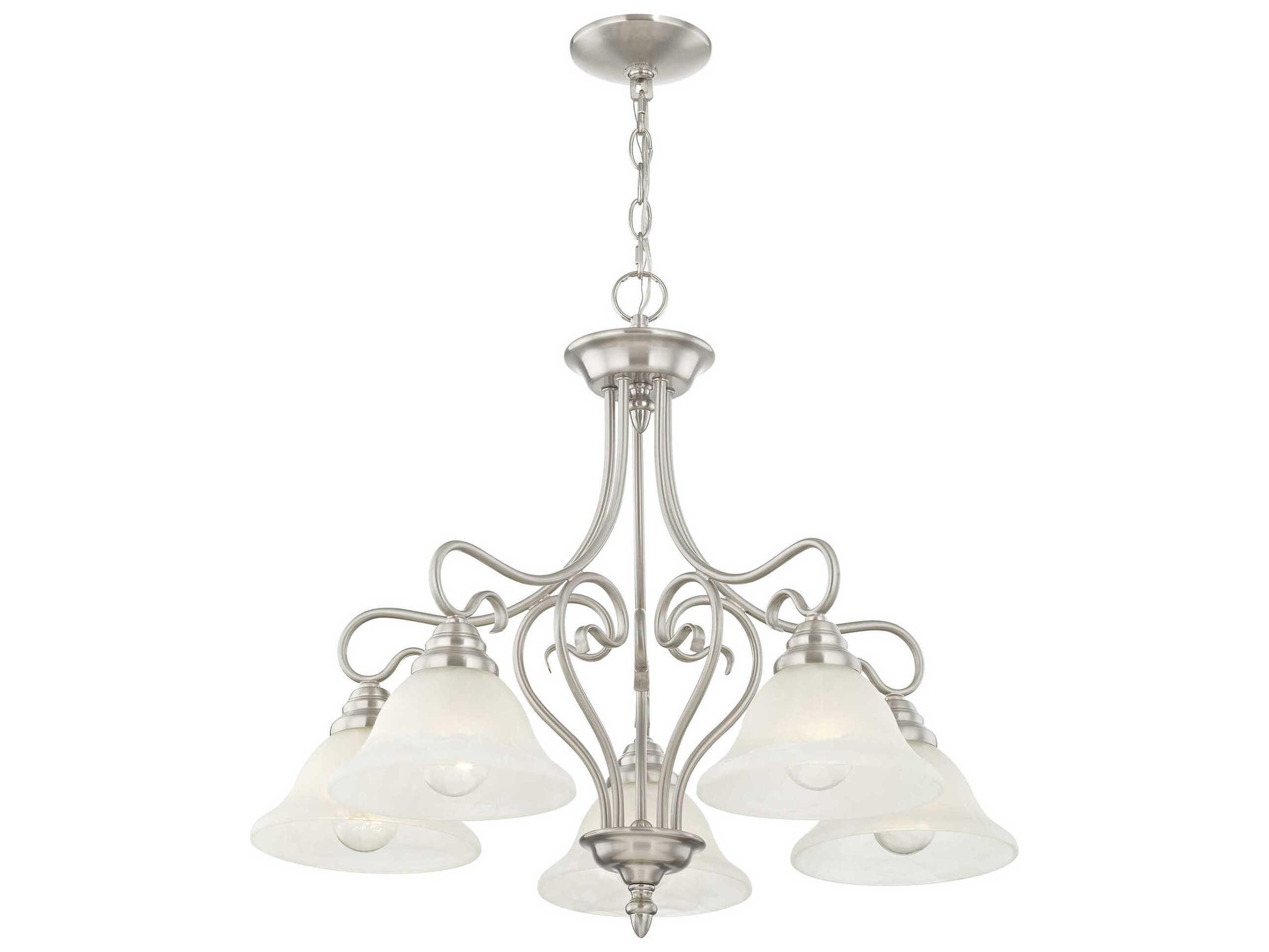 Livex Lighting Coronado 5-Light Brushed Nickel White Glass Bell Chandelier