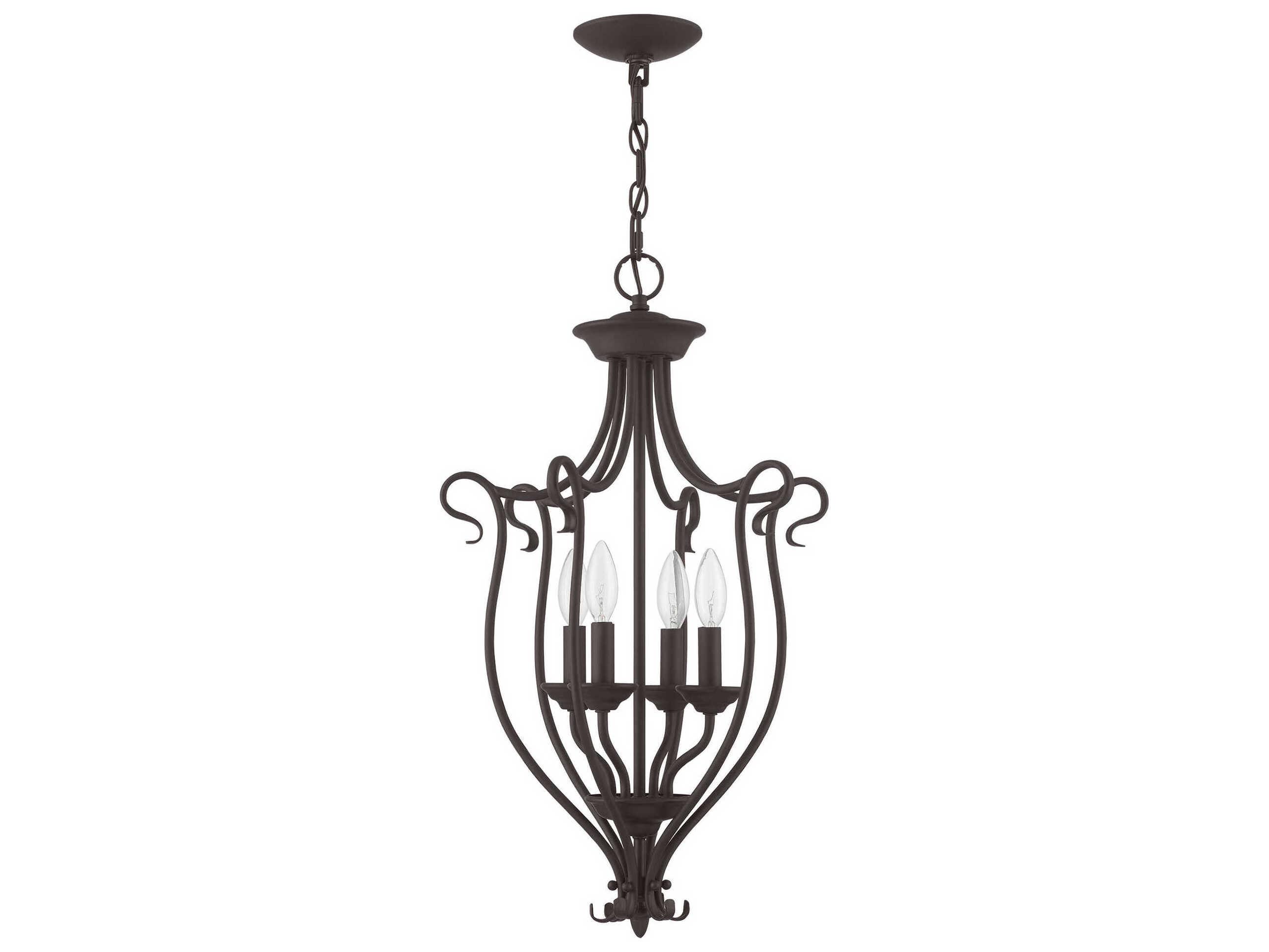 Livex Lighting Coronado 4-Light Bronze Glass Candelabra Chandelier