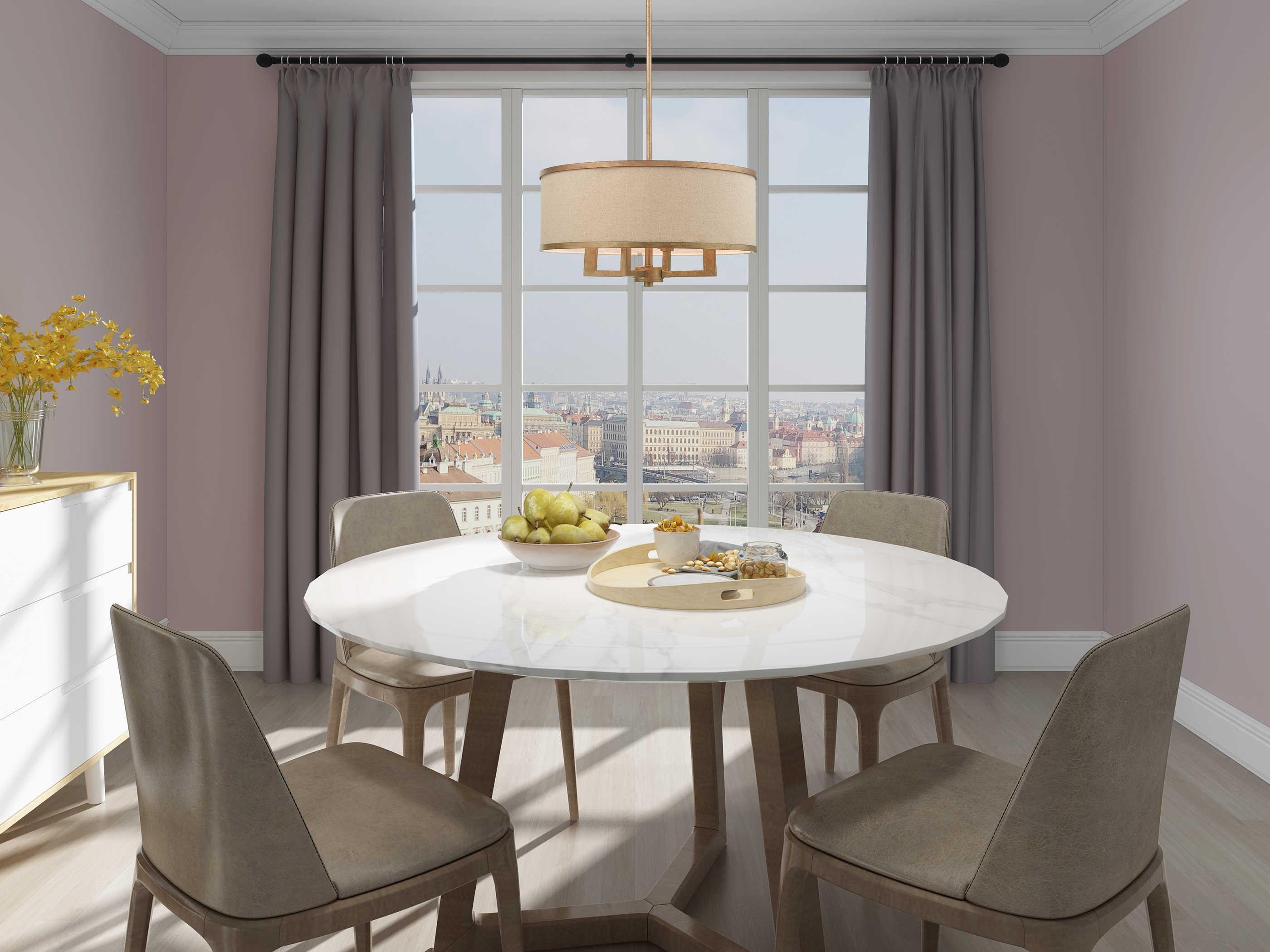 Livex Lighting Park Ridge 4-Light Hand Painted Antique Gold Leaf Candelabra Drum Round Chandelier