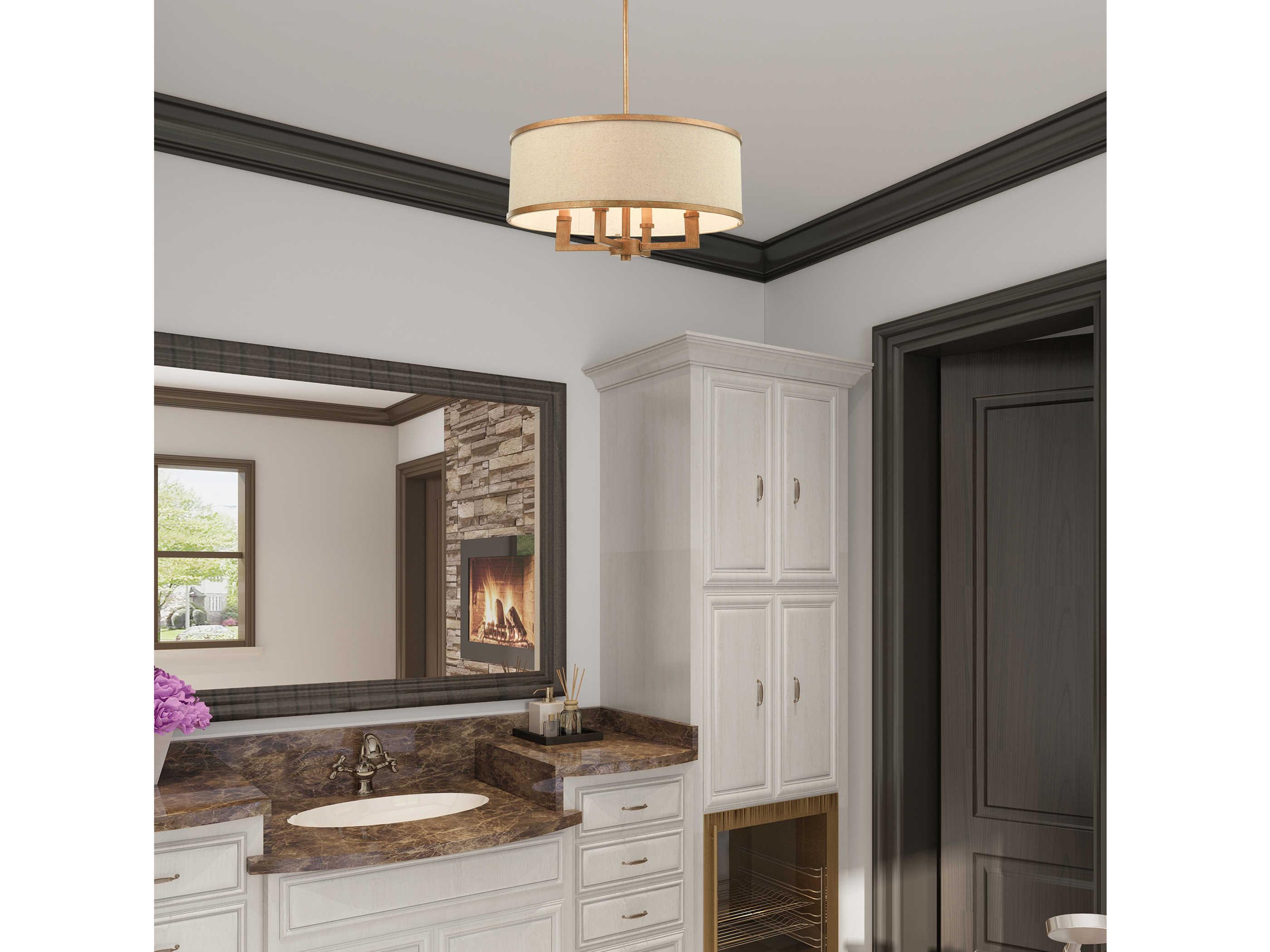 Livex Lighting Park Ridge 4-Light Hand Painted Antique Gold Leaf Candelabra Drum Round Chandelier