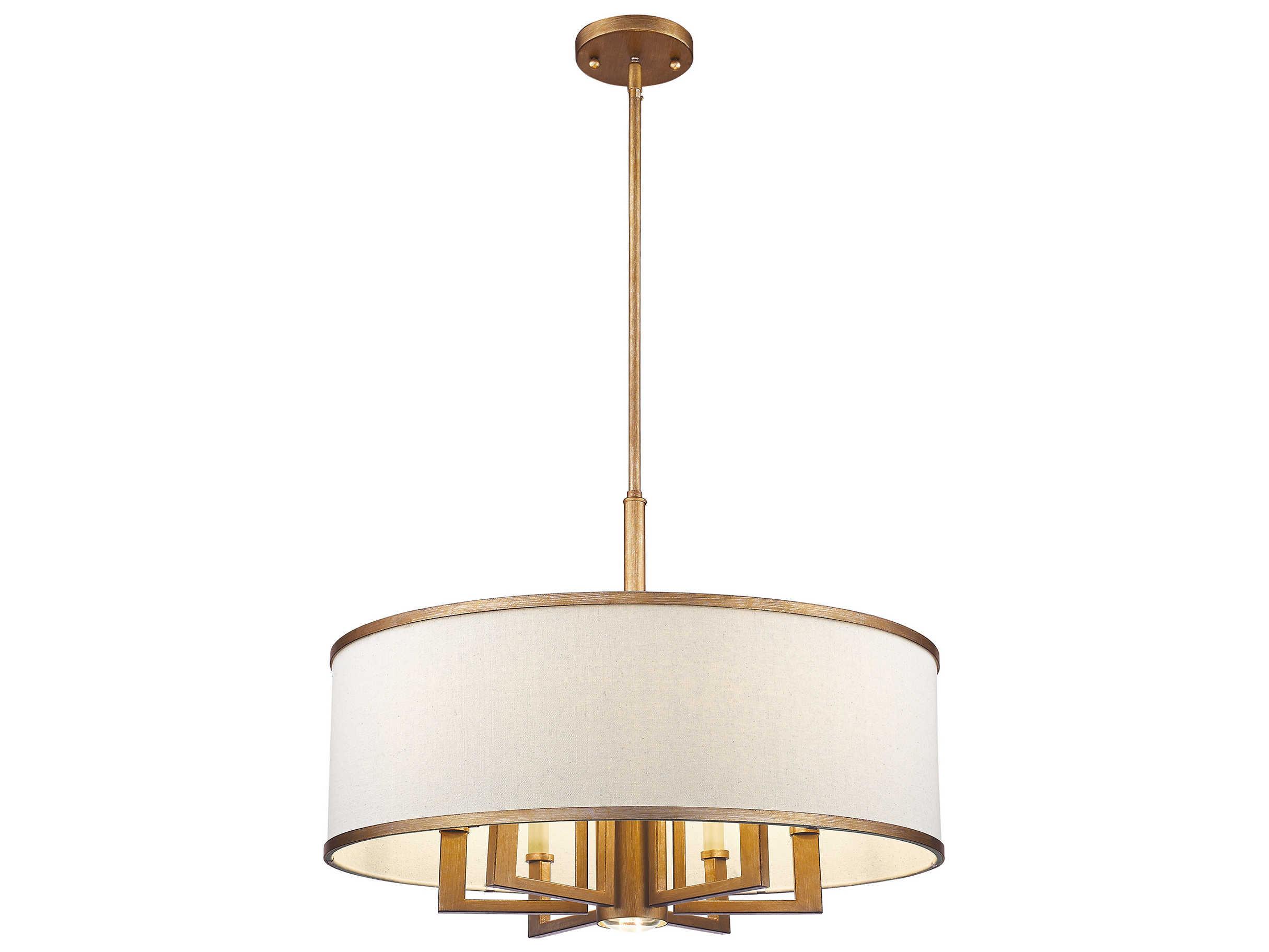 Livex Lighting Park Ridge 6-Light Hand Painted Antique Gold Leaf Drum Round Pendant