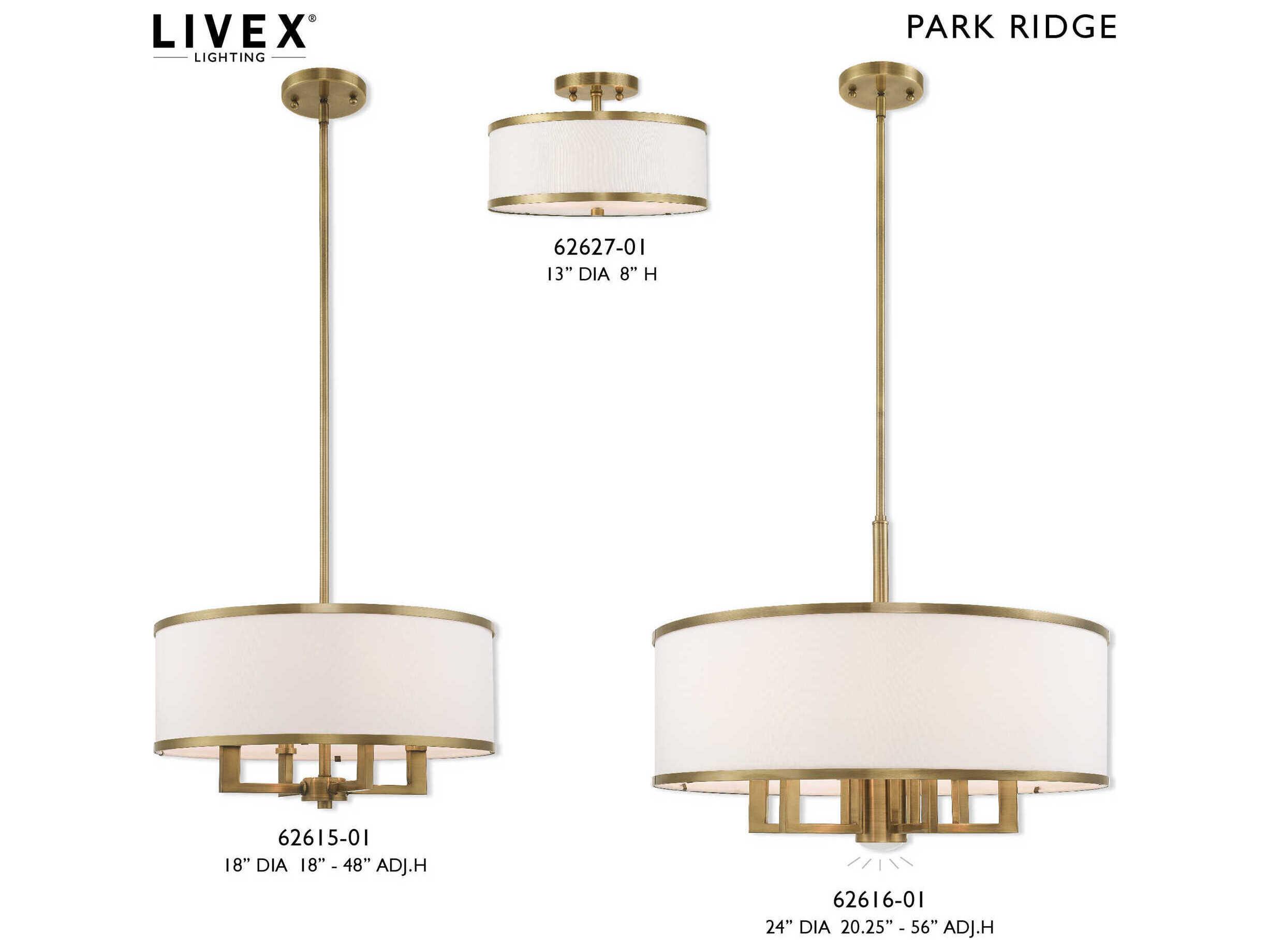 Livex Lighting Park Ridge 4-Light Antique Brass Candelabra Drum Chandelier