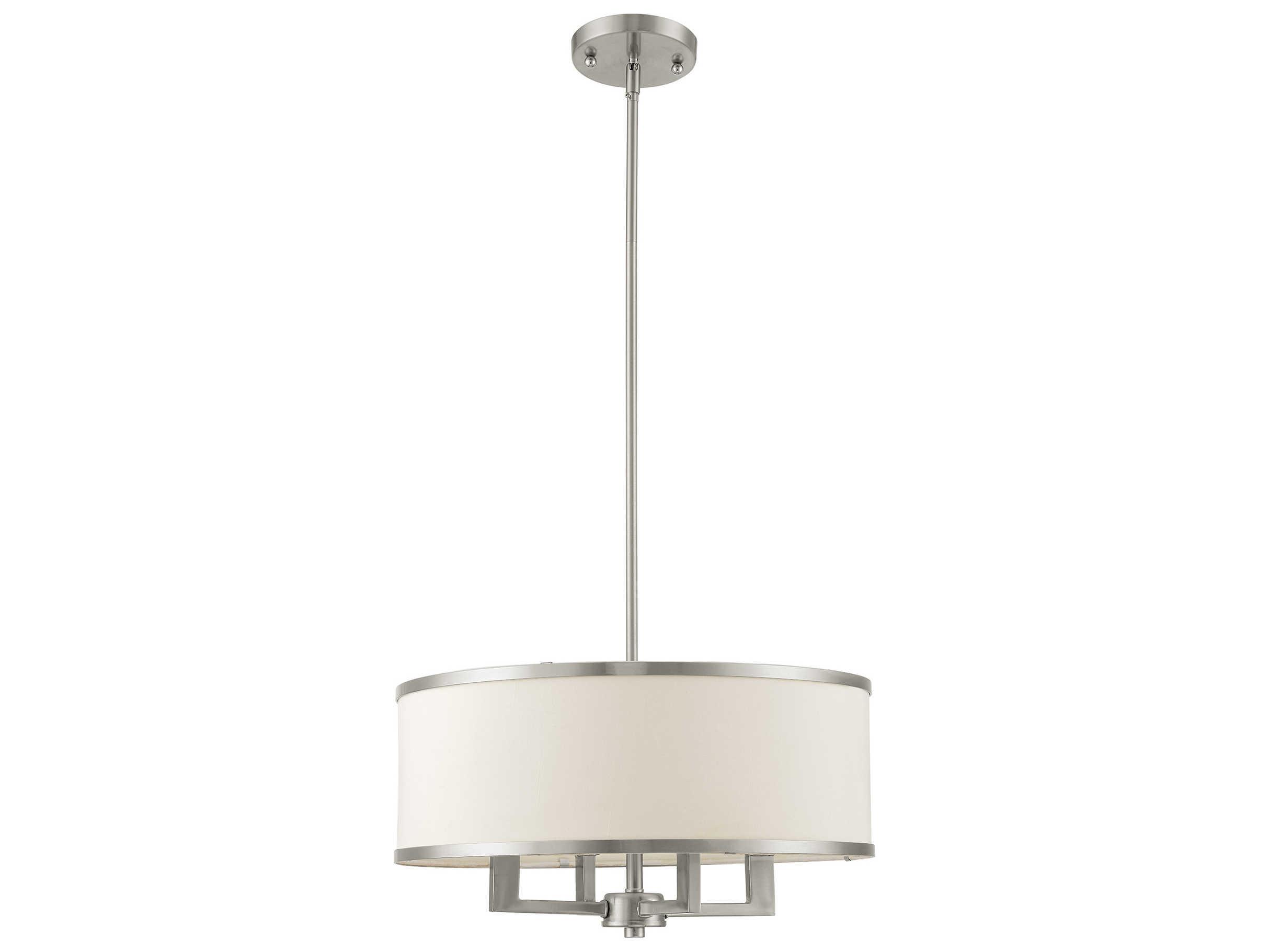 Livex Lighting Park Ridge 4-Light Brushed Nickel Drum Round Chandelier