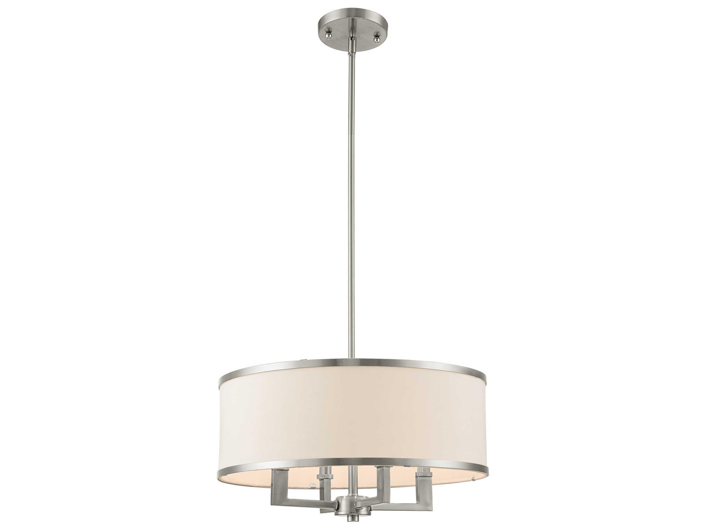 Livex Lighting Park Ridge 4-Light Brushed Nickel Drum Round Chandelier