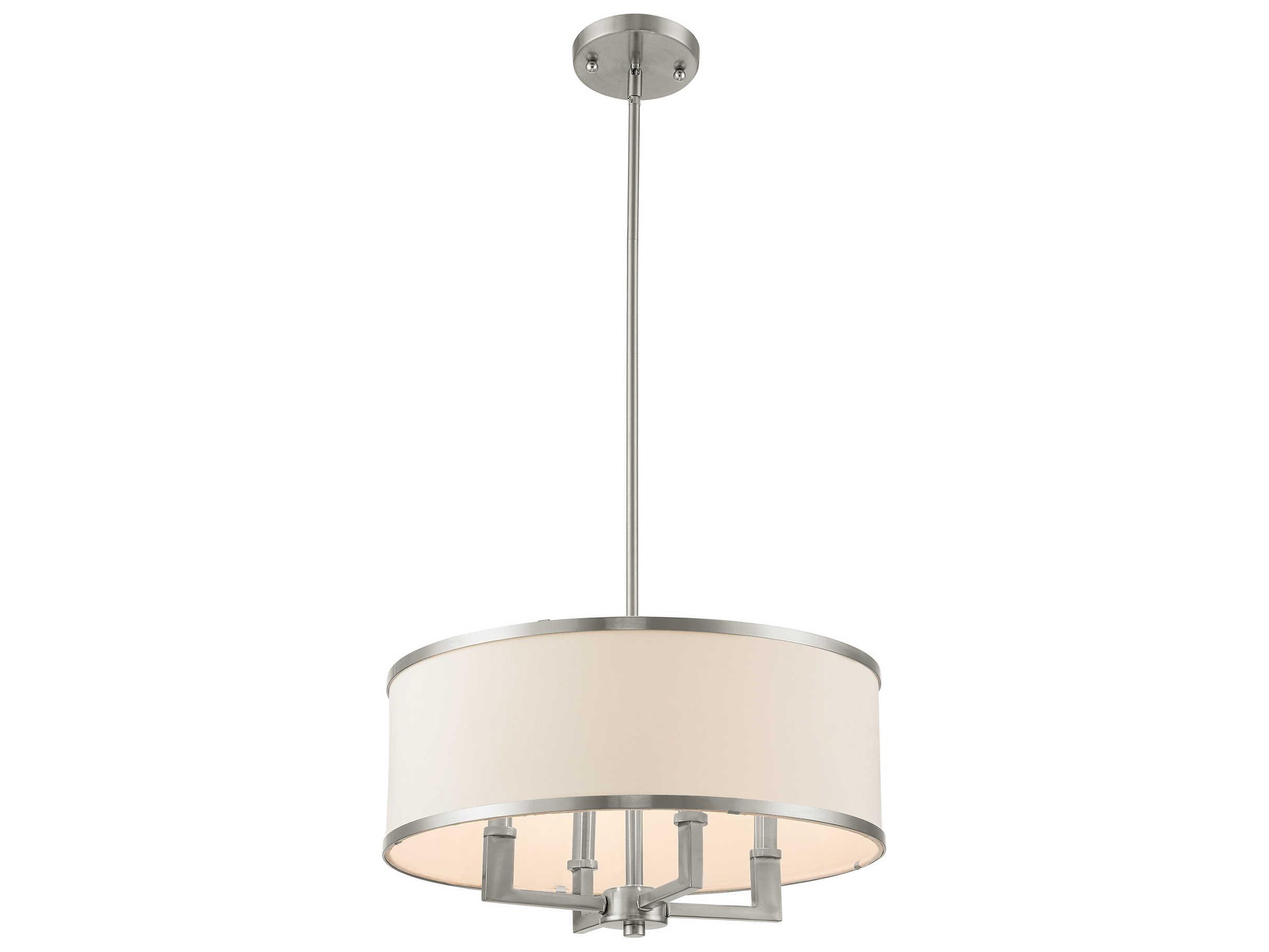 Livex Lighting Park Ridge 4-Light Brushed Nickel Drum Round Chandelier