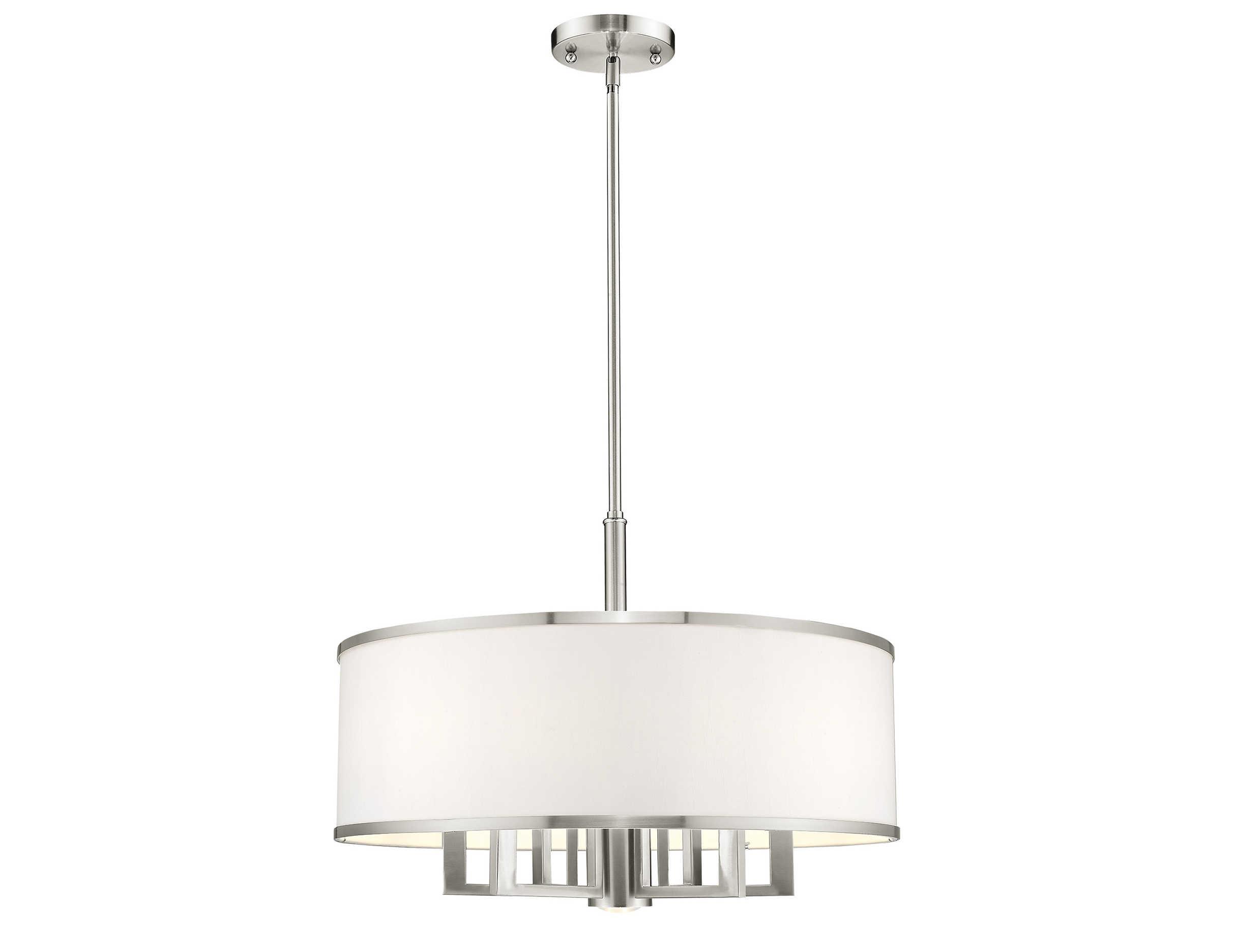 Livex Lighting Park Ridge 6-Light Brushed Nickel Drum Round Pendant