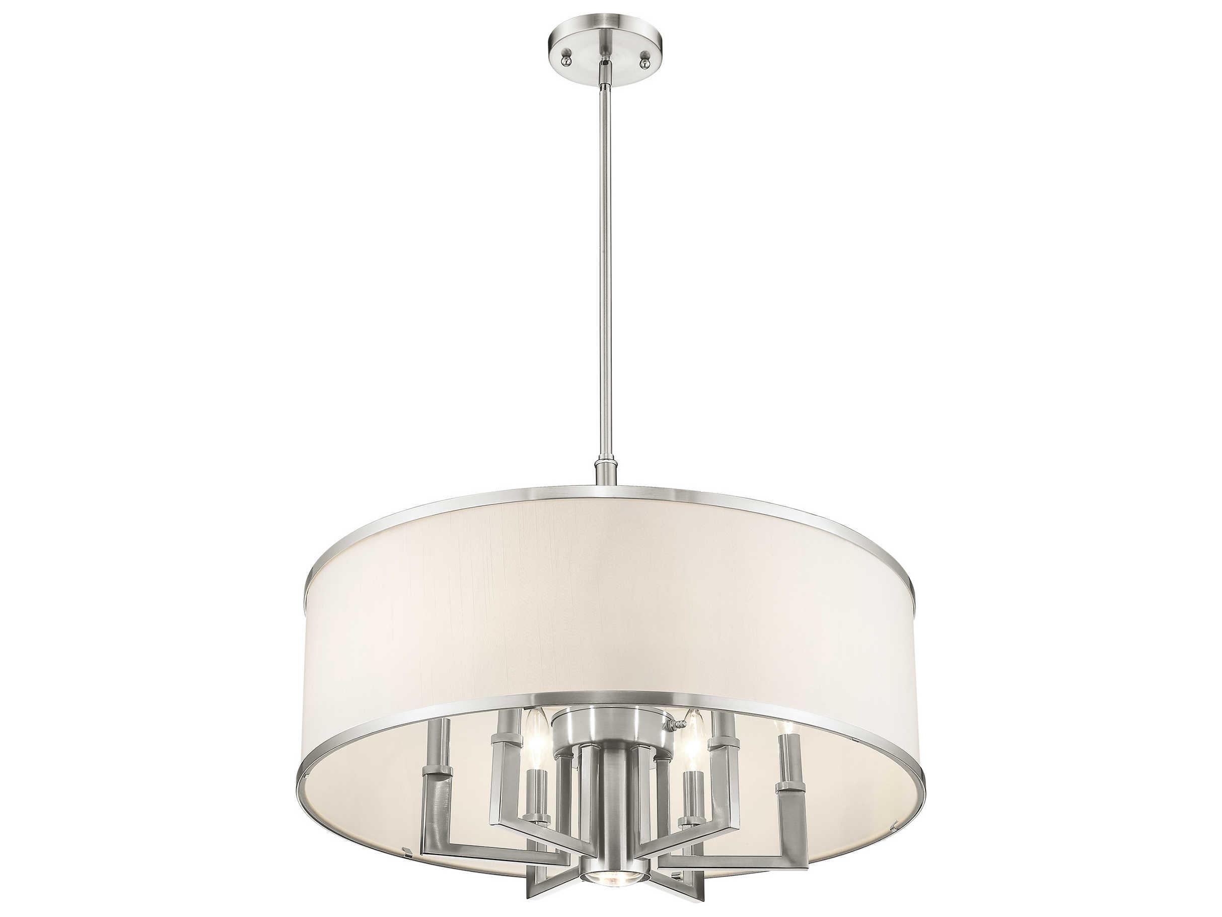 Livex Lighting Park Ridge 6-Light Brushed Nickel Drum Round Pendant