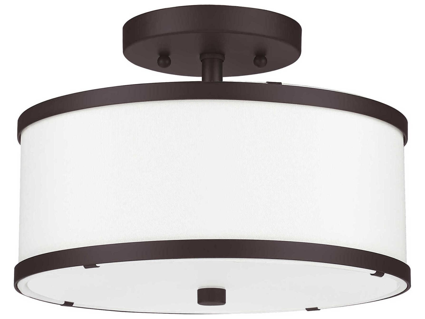 Livex Lighting Park Ridge 2-Light Bronze Drum Semi Flush Mount