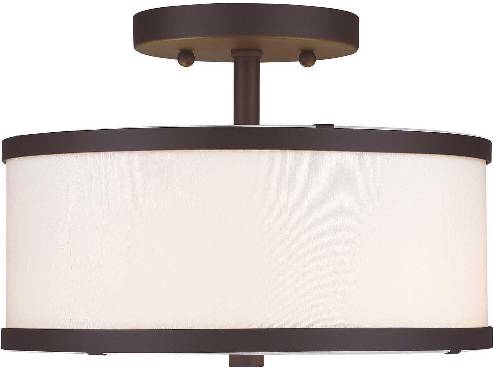 Livex Lighting Park Ridge 2-Light Bronze Drum Semi Flush Mount