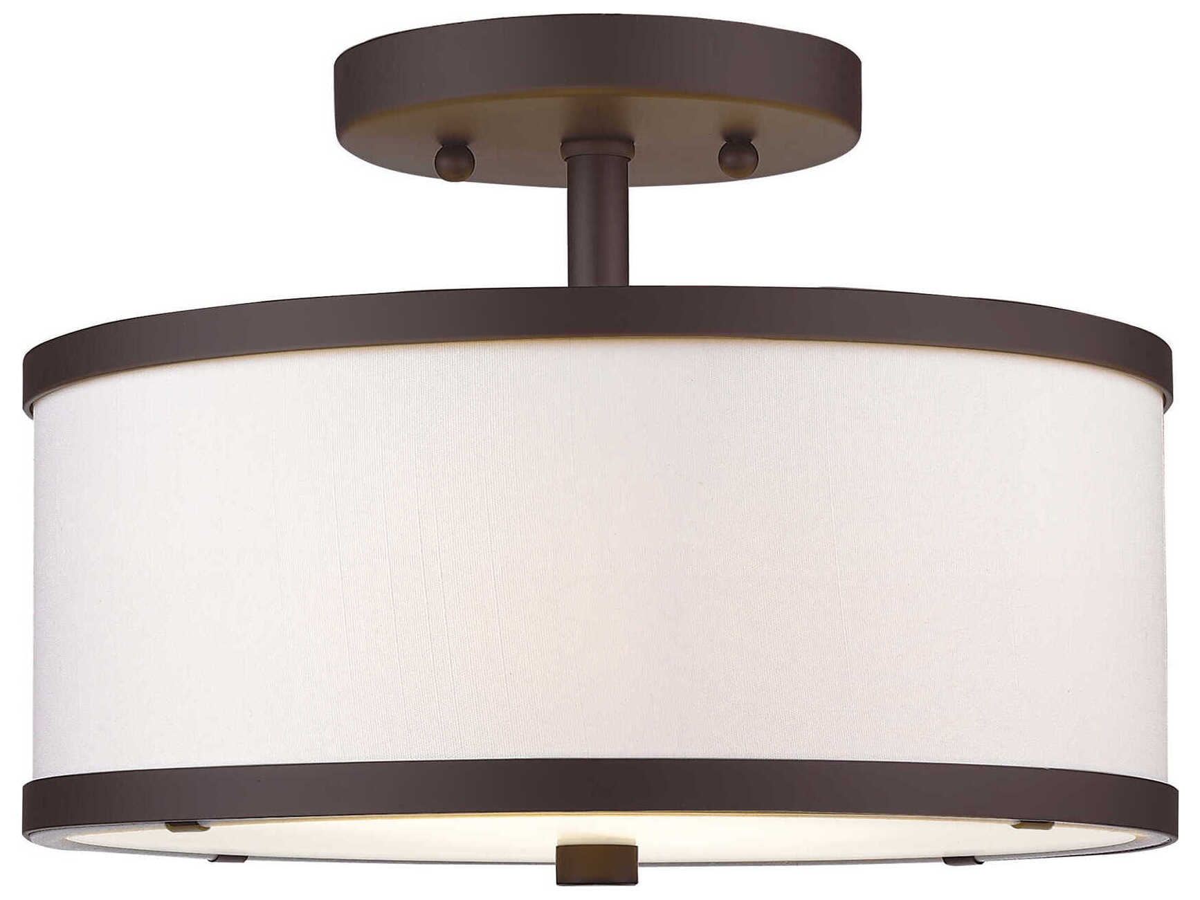 Livex Lighting Park Ridge 2-Light Bronze Drum Semi Flush Mount