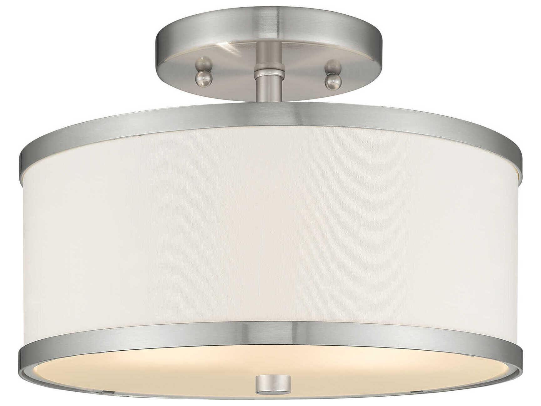 Livex Lighting Park Ridge 2-Light Brushed Nickel Drum Semi Flush Mount