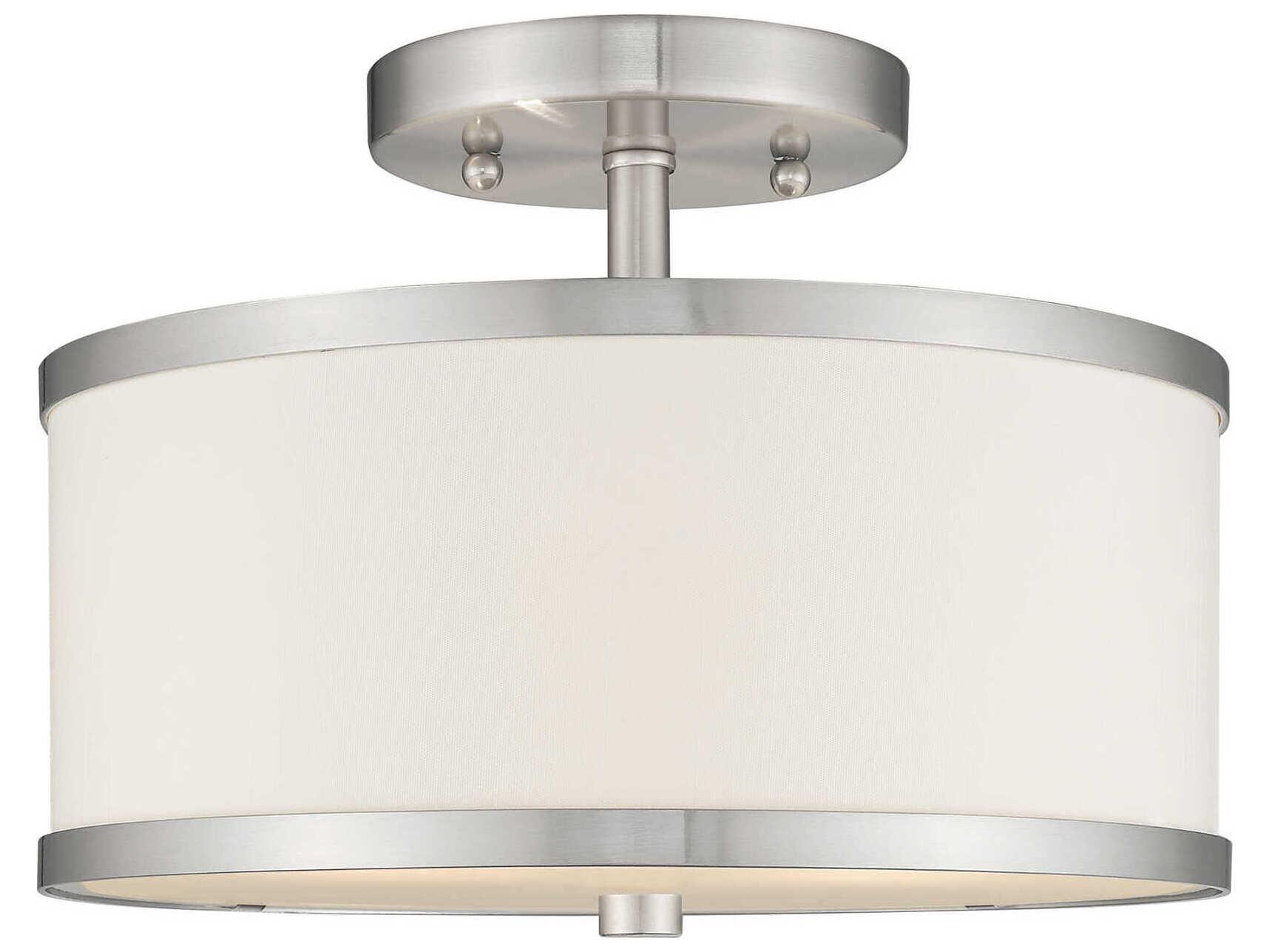 Livex Lighting Park Ridge 2-Light Brushed Nickel Drum Semi Flush Mount