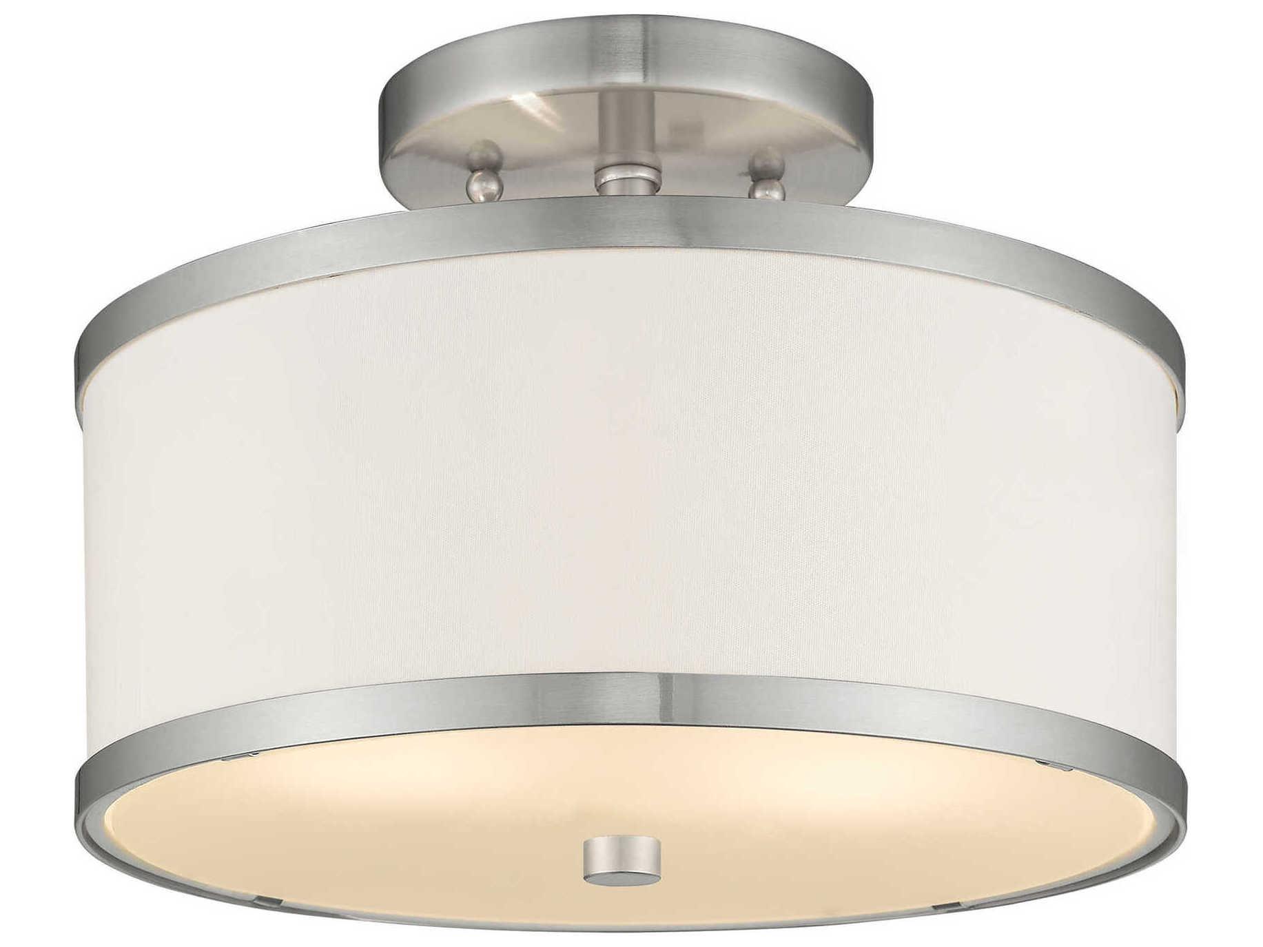 Livex Lighting Park Ridge 2-Light Brushed Nickel Drum Semi Flush Mount