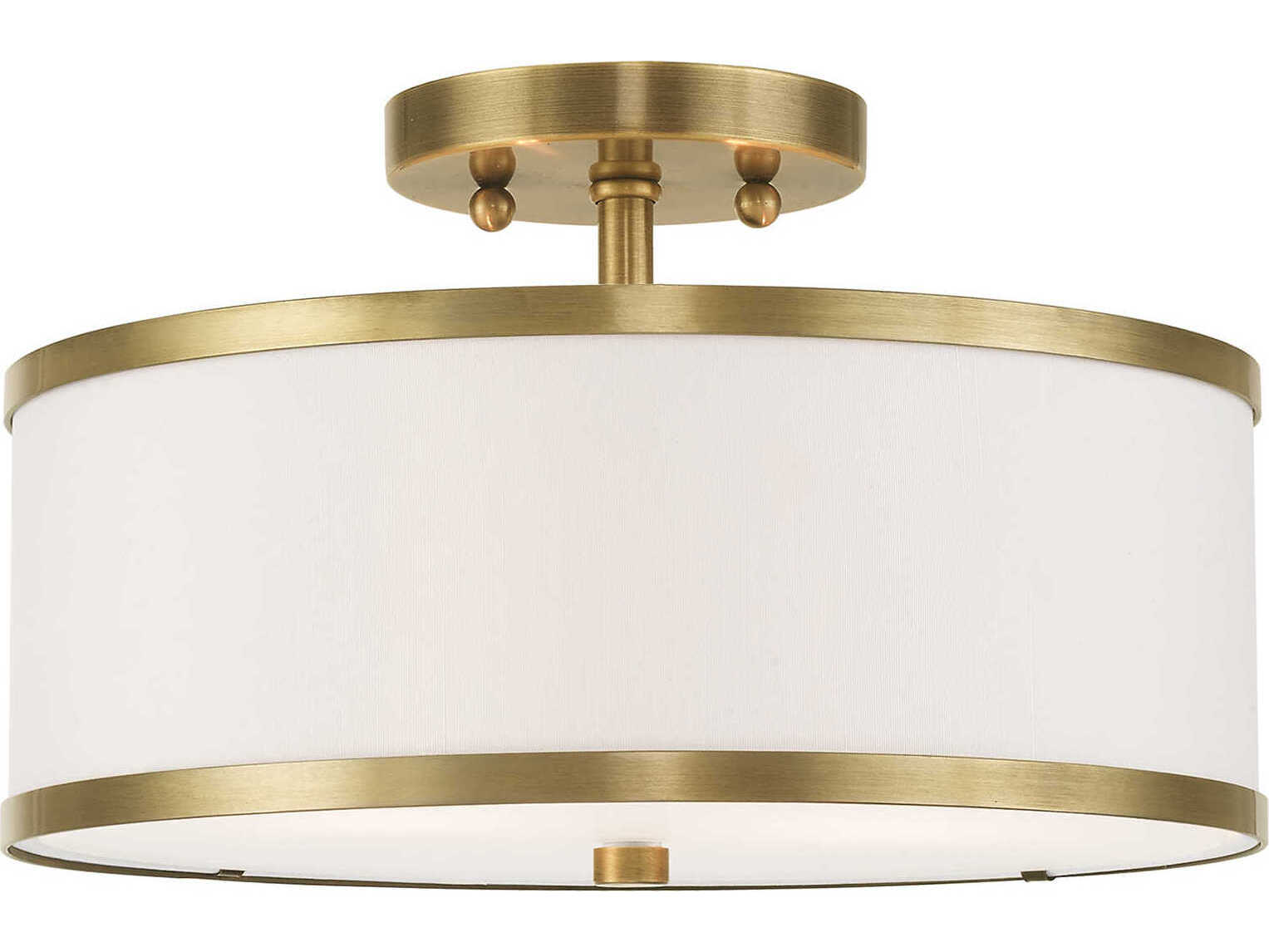 Livex Lighting Park Ridge 2-Light Antique Brass Drum Semi Flush Mount