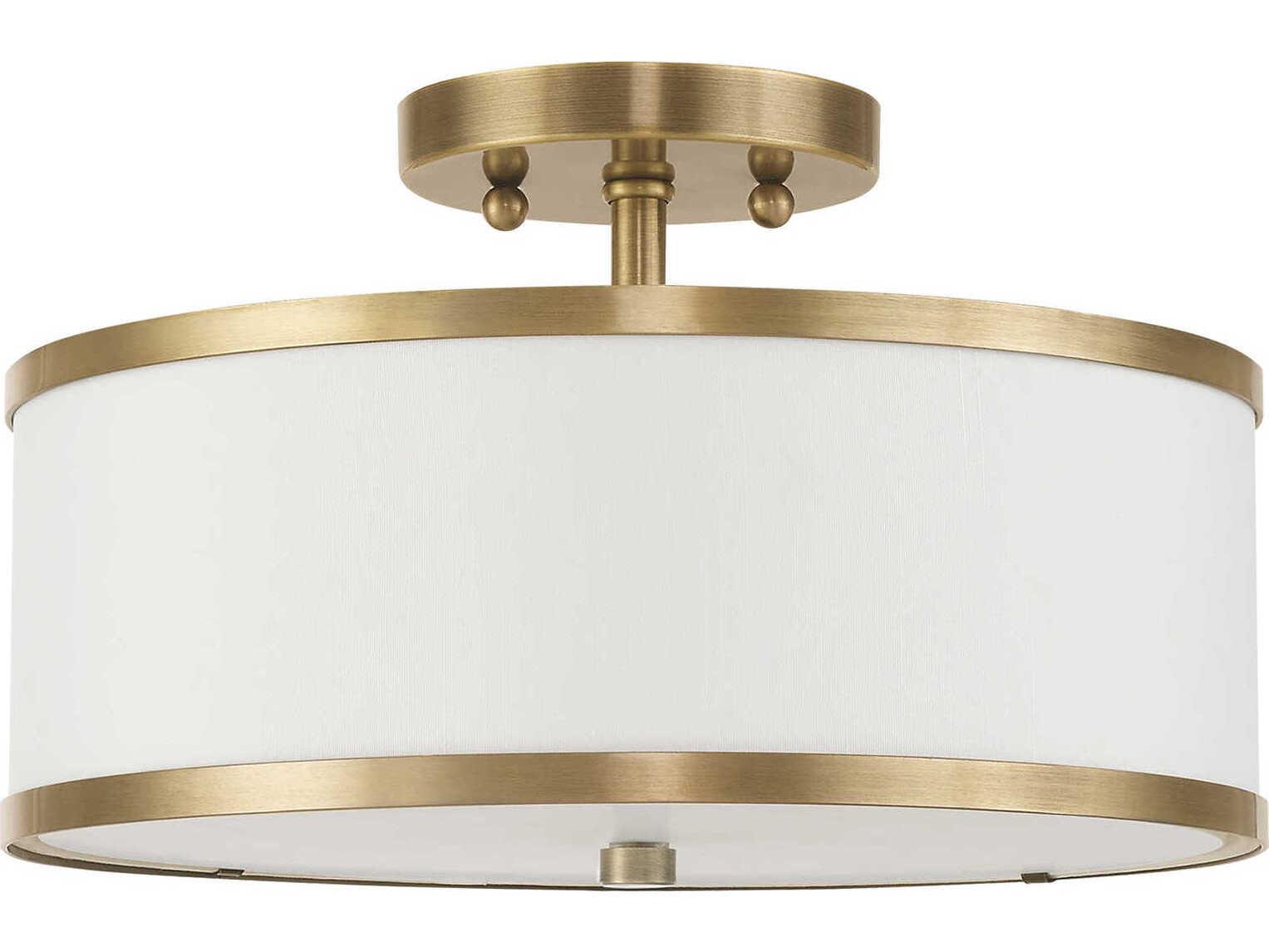 Livex Lighting Park Ridge 2-Light Antique Brass Drum Semi Flush Mount