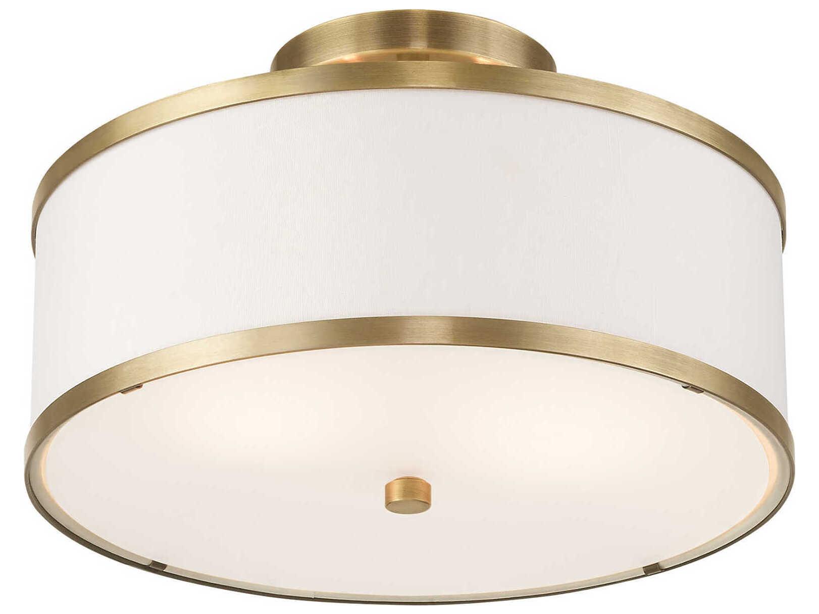 Livex Lighting Park Ridge 2-Light Antique Brass Drum Semi Flush Mount