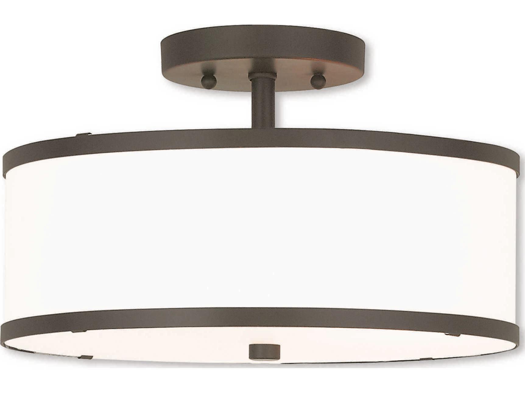Livex Lighting Park Ridge 2-Light Bronze Drum Semi Flush Mount