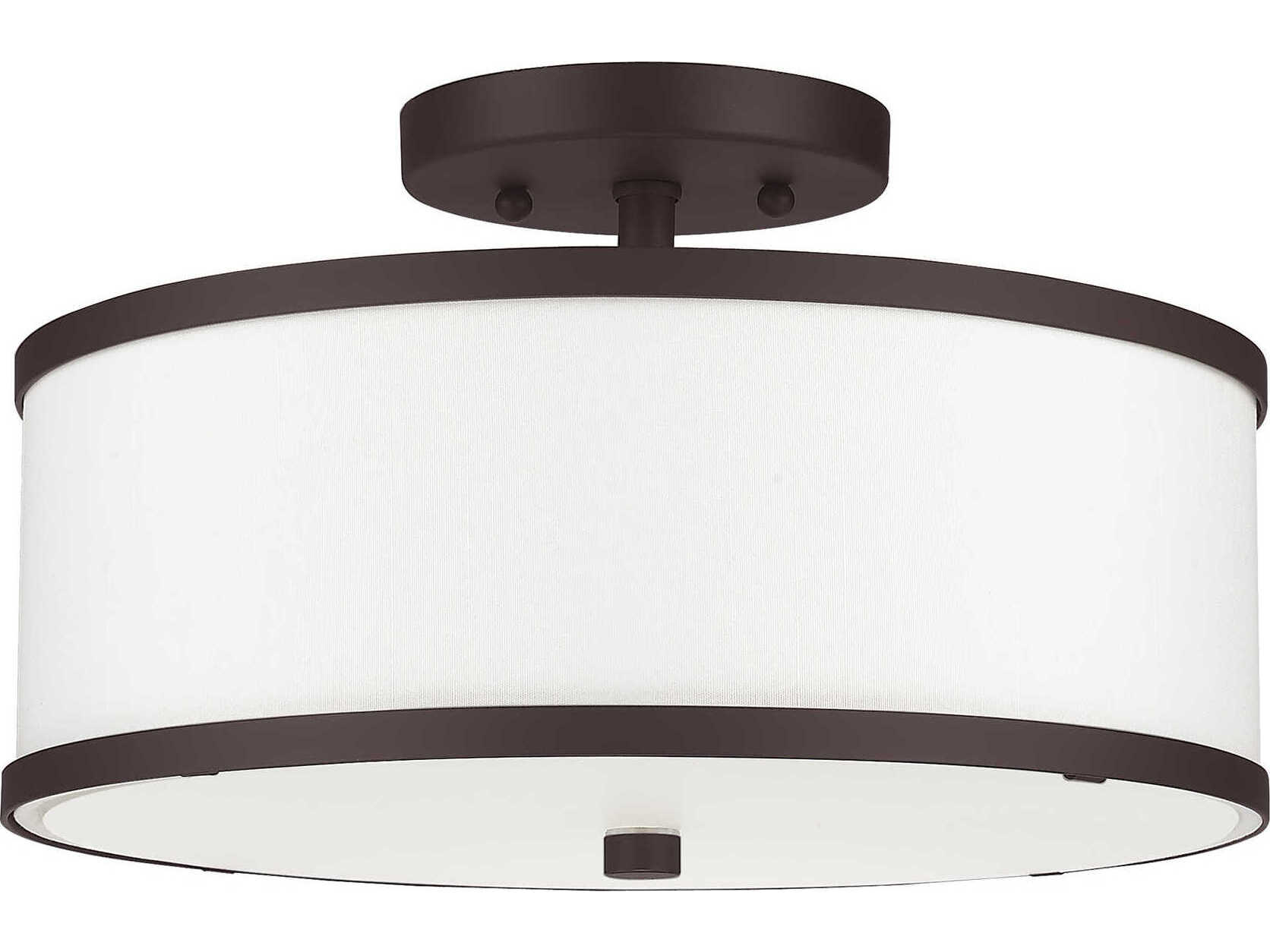 Livex Lighting Park Ridge 2-Light Bronze Drum Semi Flush Mount