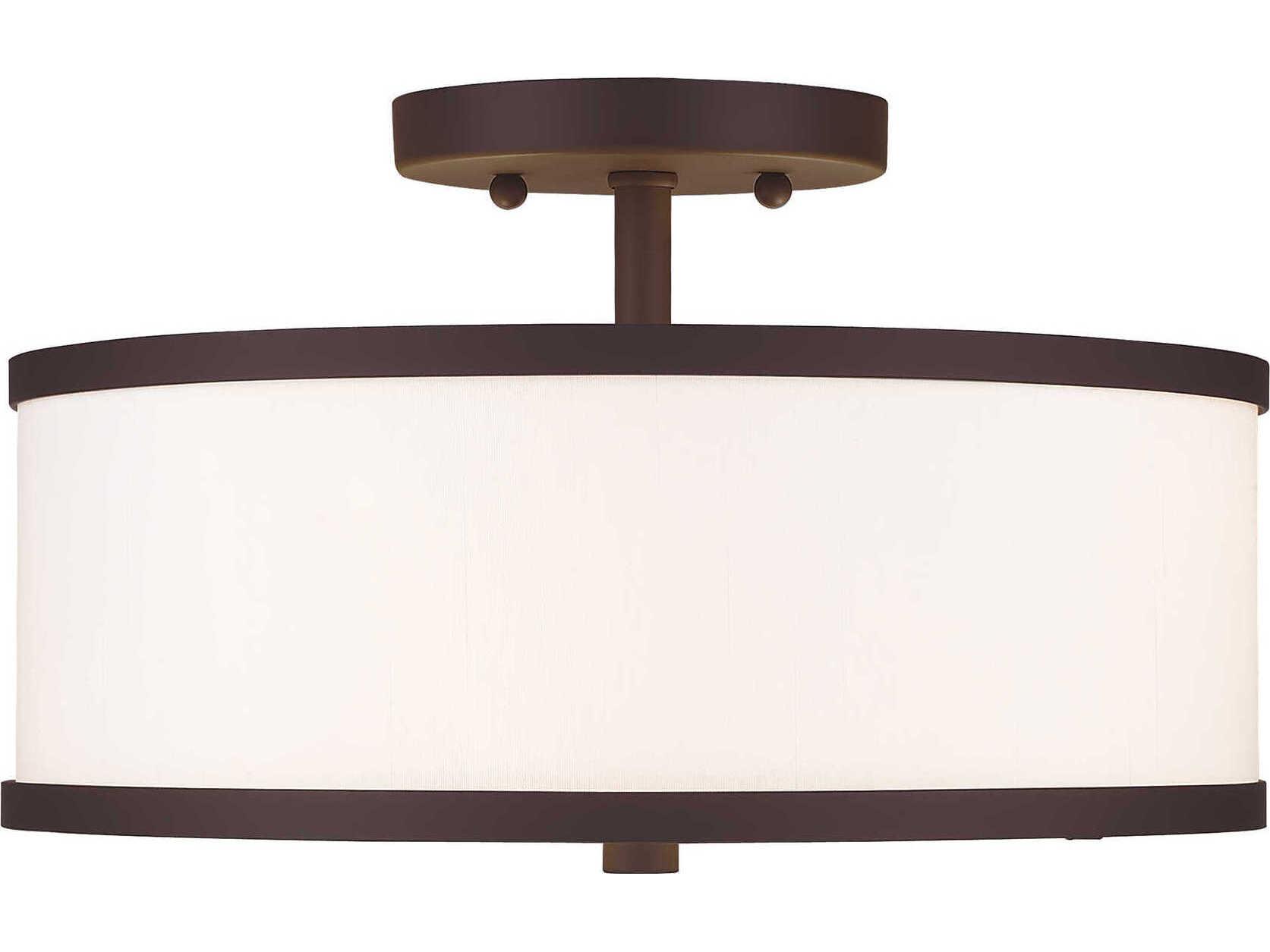 Livex Lighting Park Ridge 2-Light Bronze Drum Semi Flush Mount