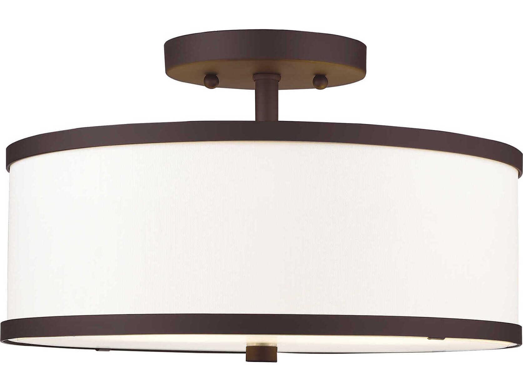 Livex Lighting Park Ridge 2-Light Bronze Drum Semi Flush Mount