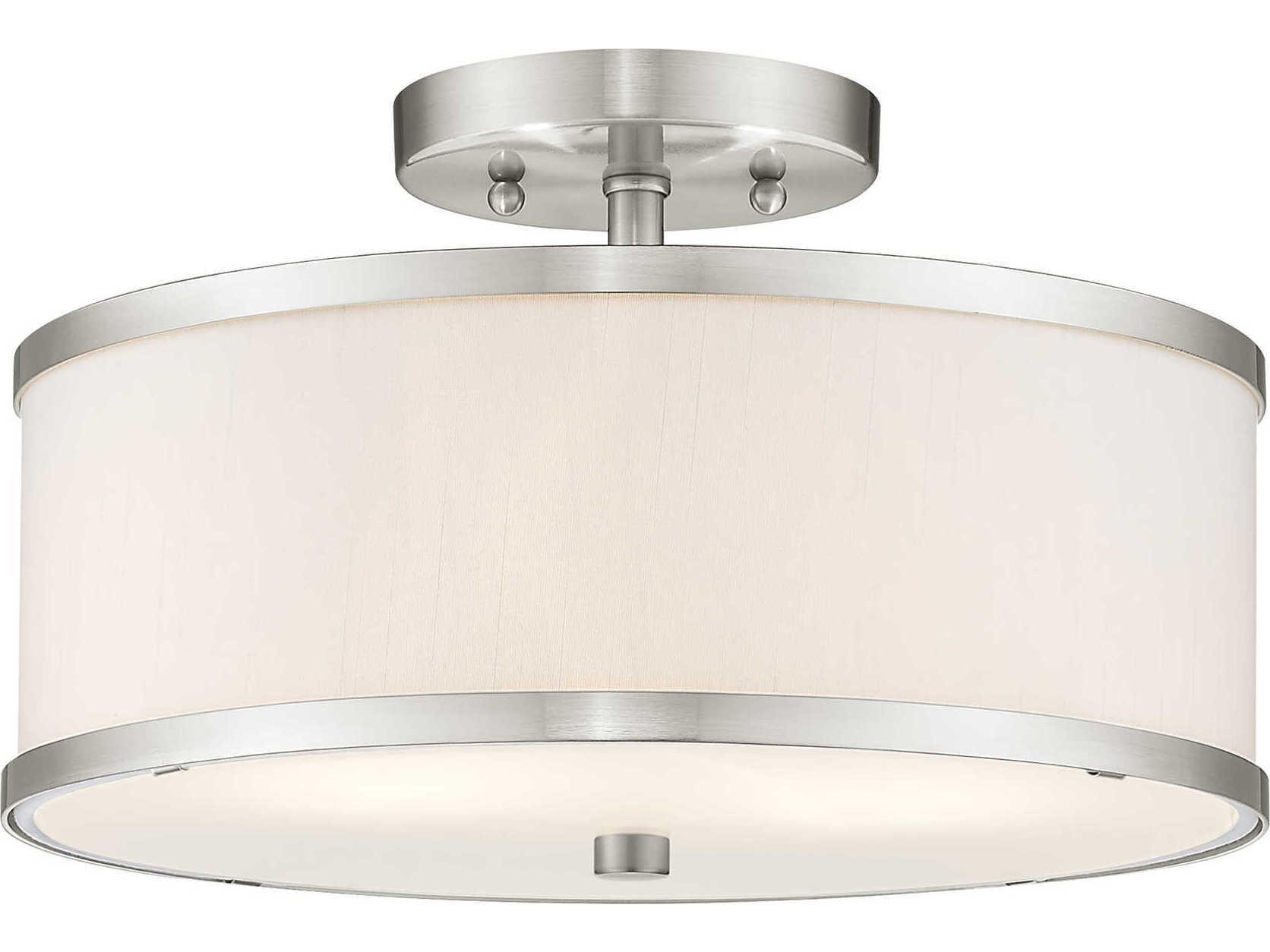 Livex Lighting Park Ridge 2-Light Brushed Nickel Drum Semi Flush Mount