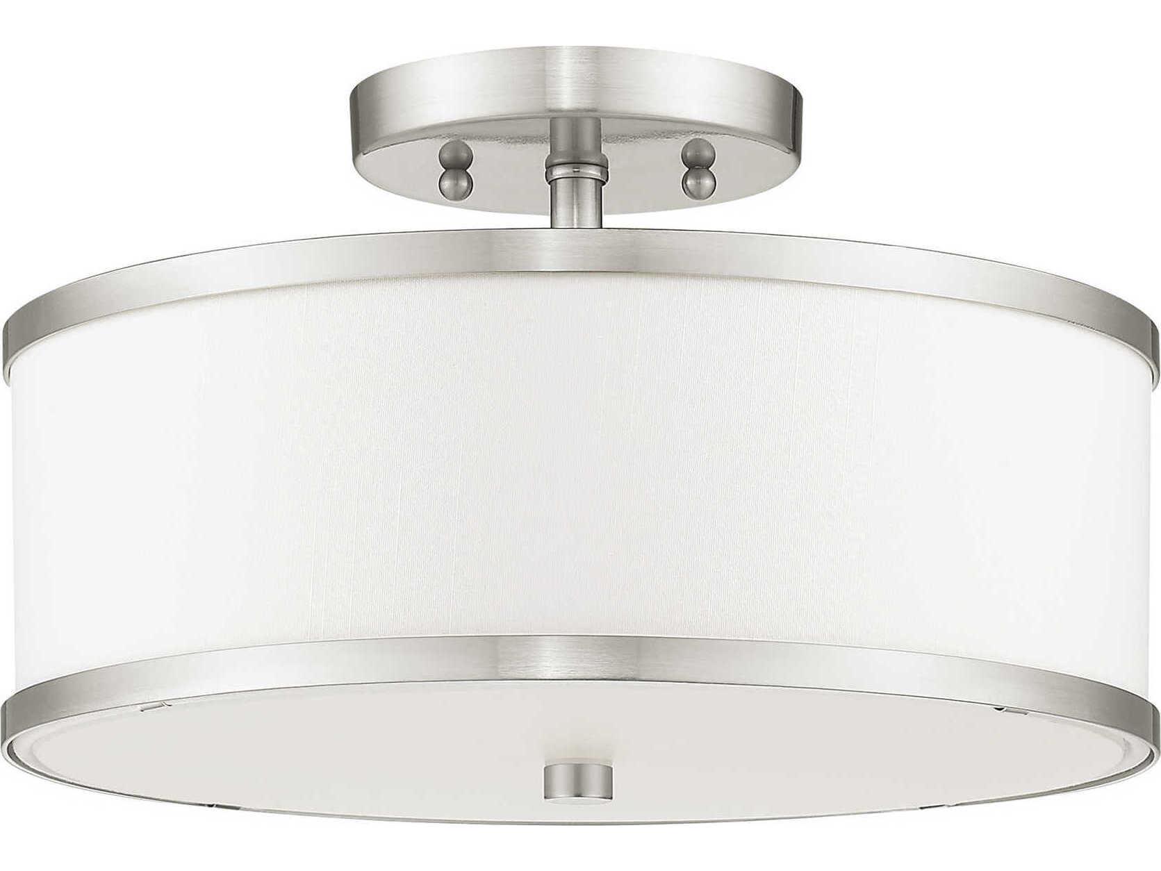 Livex Lighting Park Ridge 2-Light Brushed Nickel Drum Semi Flush Mount