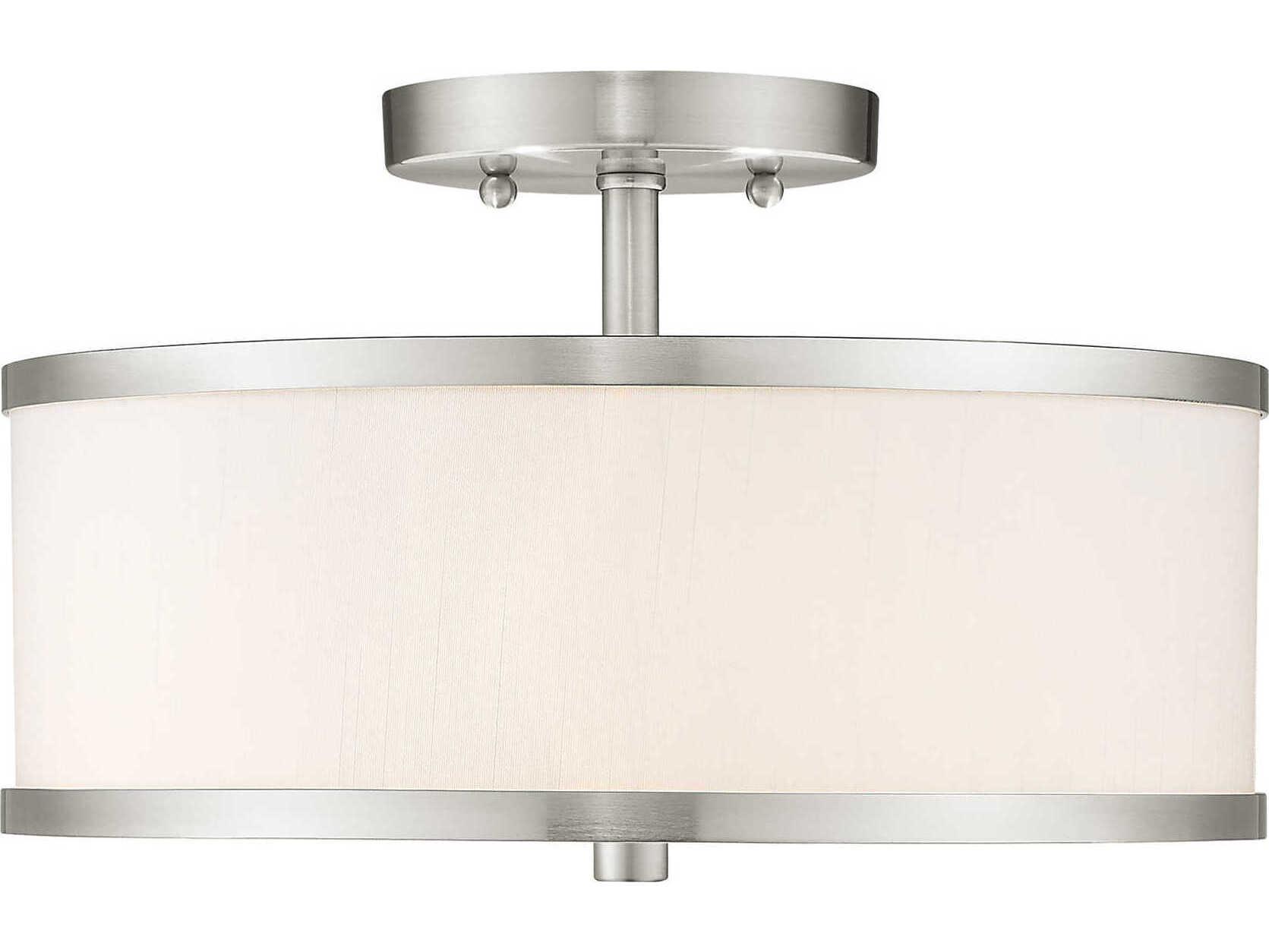 Livex Lighting Park Ridge 2-Light Brushed Nickel Drum Semi Flush Mount