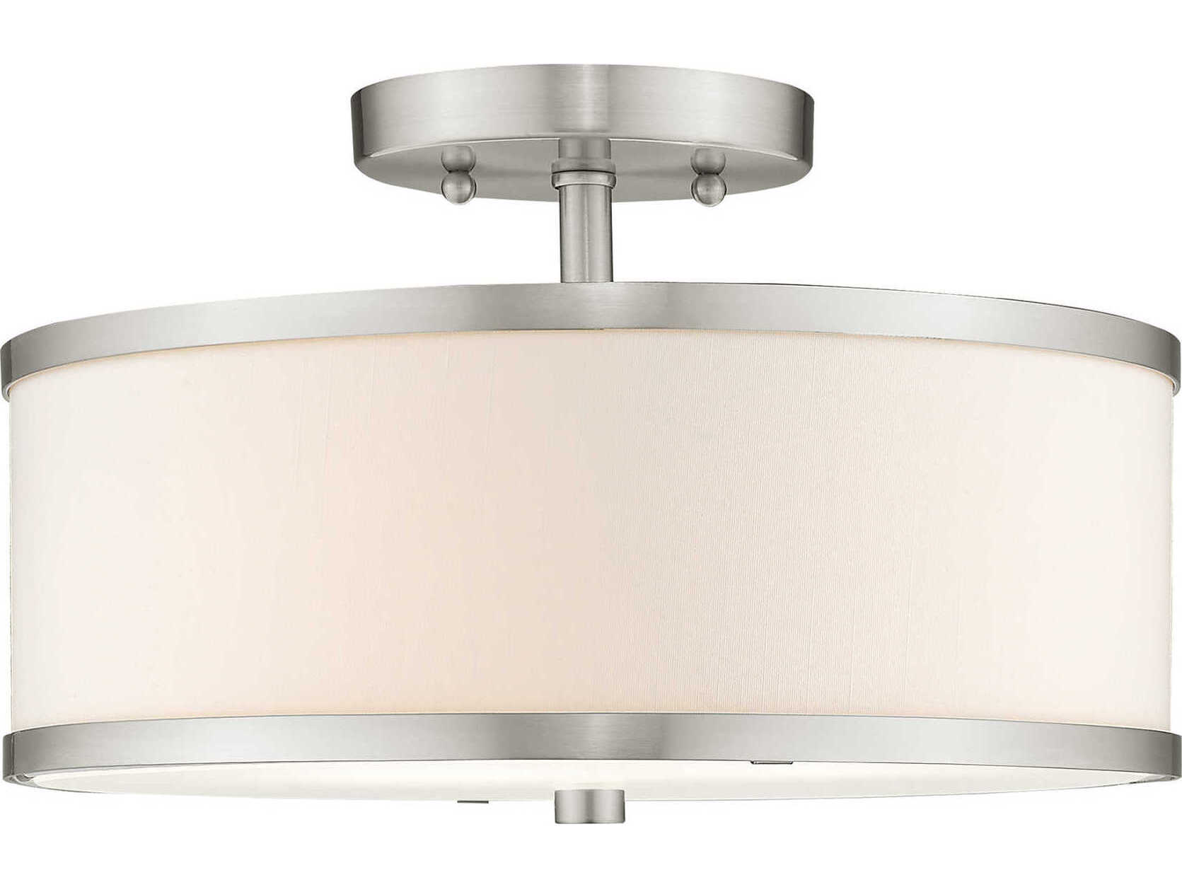 Livex Lighting Park Ridge 2-Light Brushed Nickel Drum Semi Flush Mount